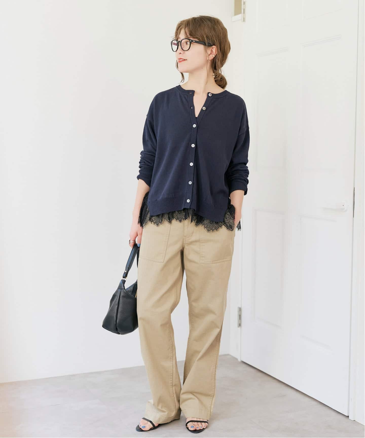 レースドッキング2WAYカーディガン Spick＆Span（スピック アンド スパン） カーディガン レース
