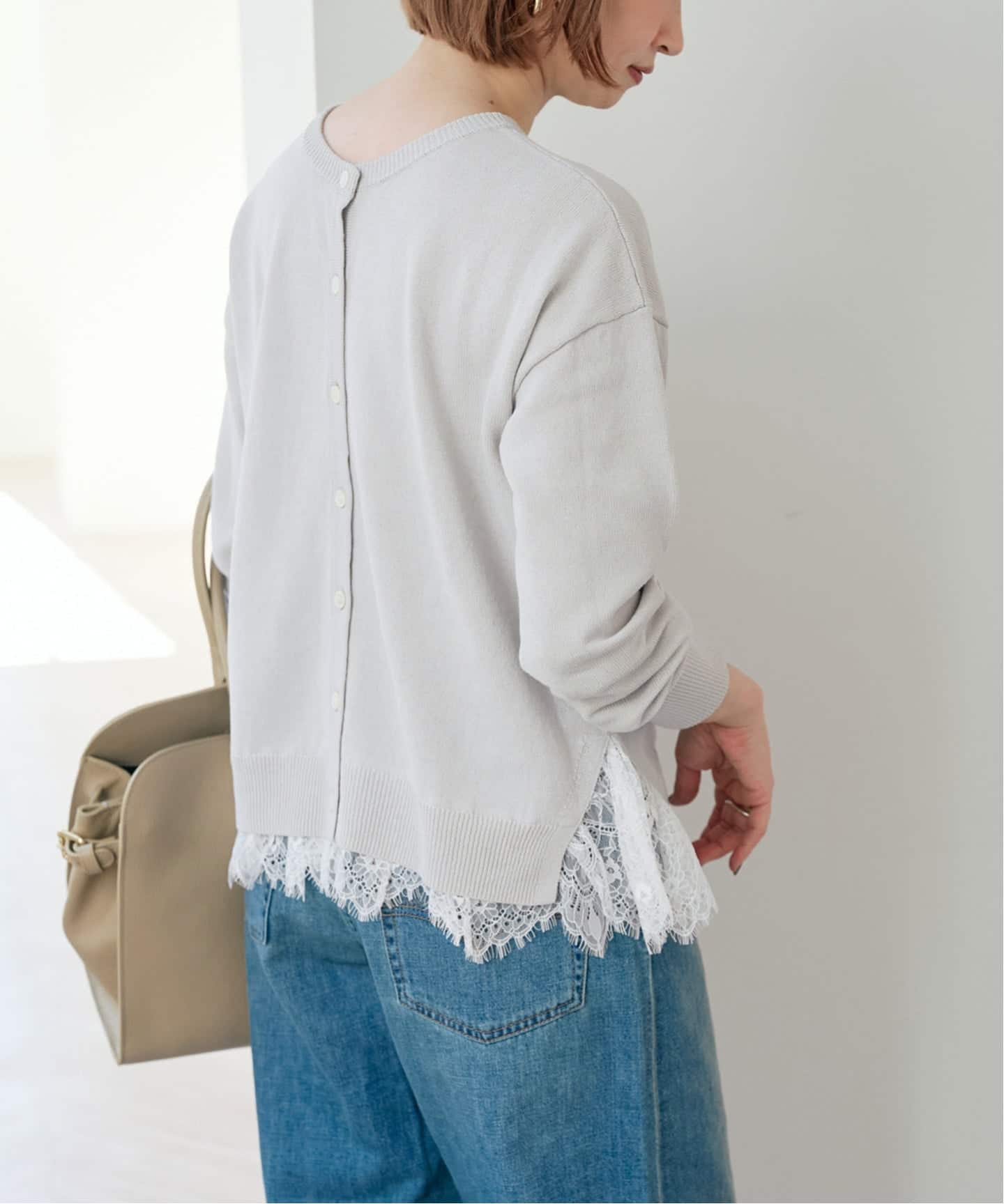 レースドッキング2WAYカーディガン（カーディガン）｜Spick & Span