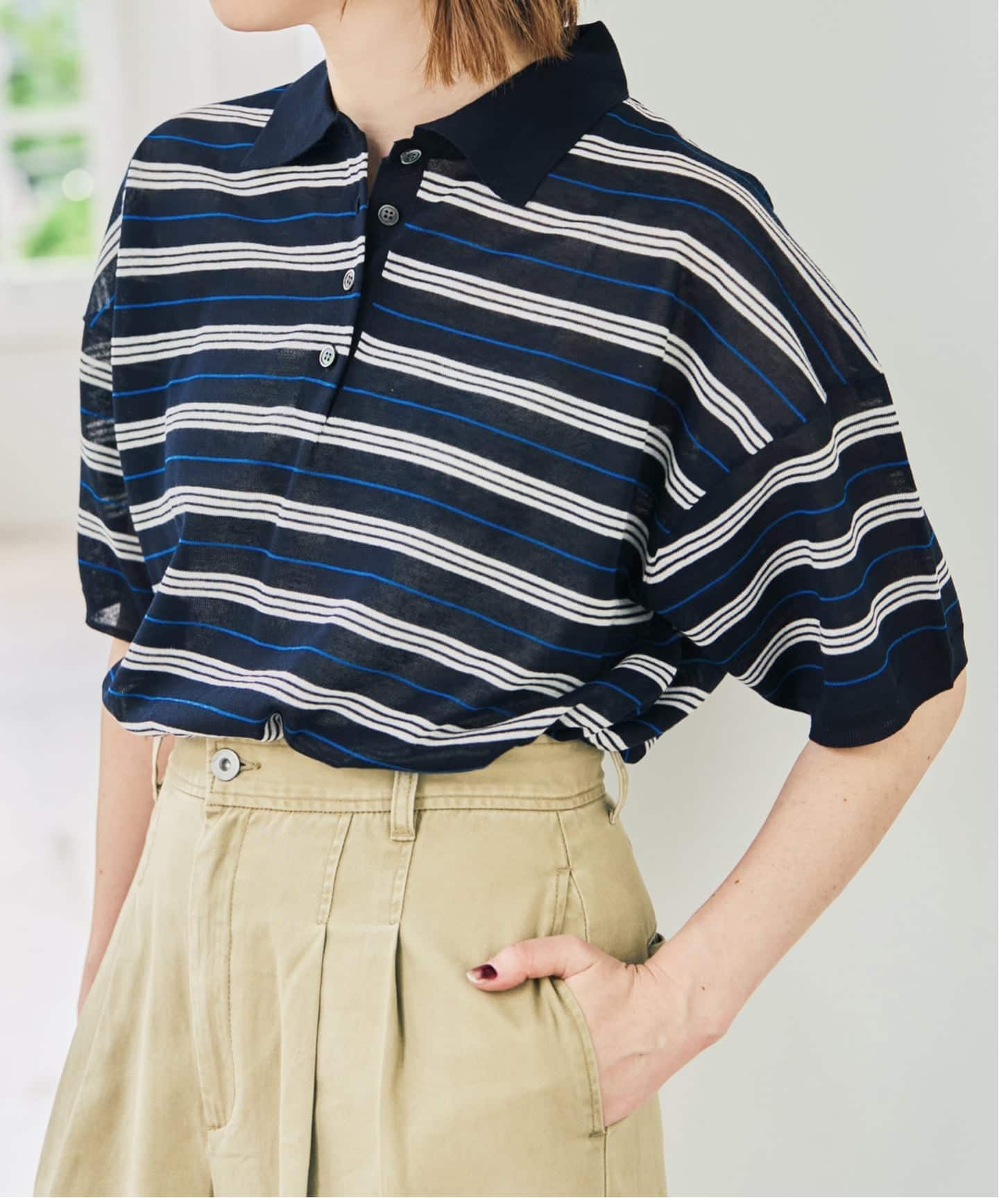 Spick&Span シアーポロシャツニットプルオーバー 手洗い可 / シアーポロシャツニットプルオーバー（ニット／セーター