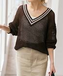 Vネックチルデンニット