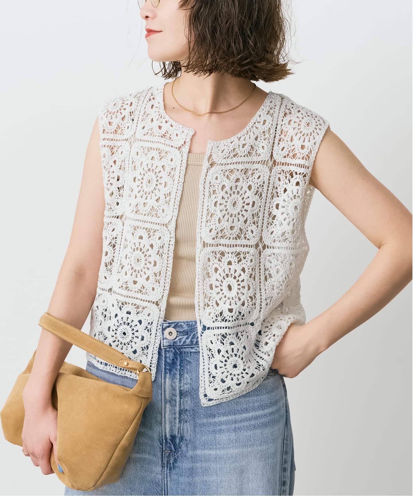 Spick & Span レースベスト ホワイト F クロッシェベスト（ベスト）｜Spick & Span（スピック＆スパン）の通販