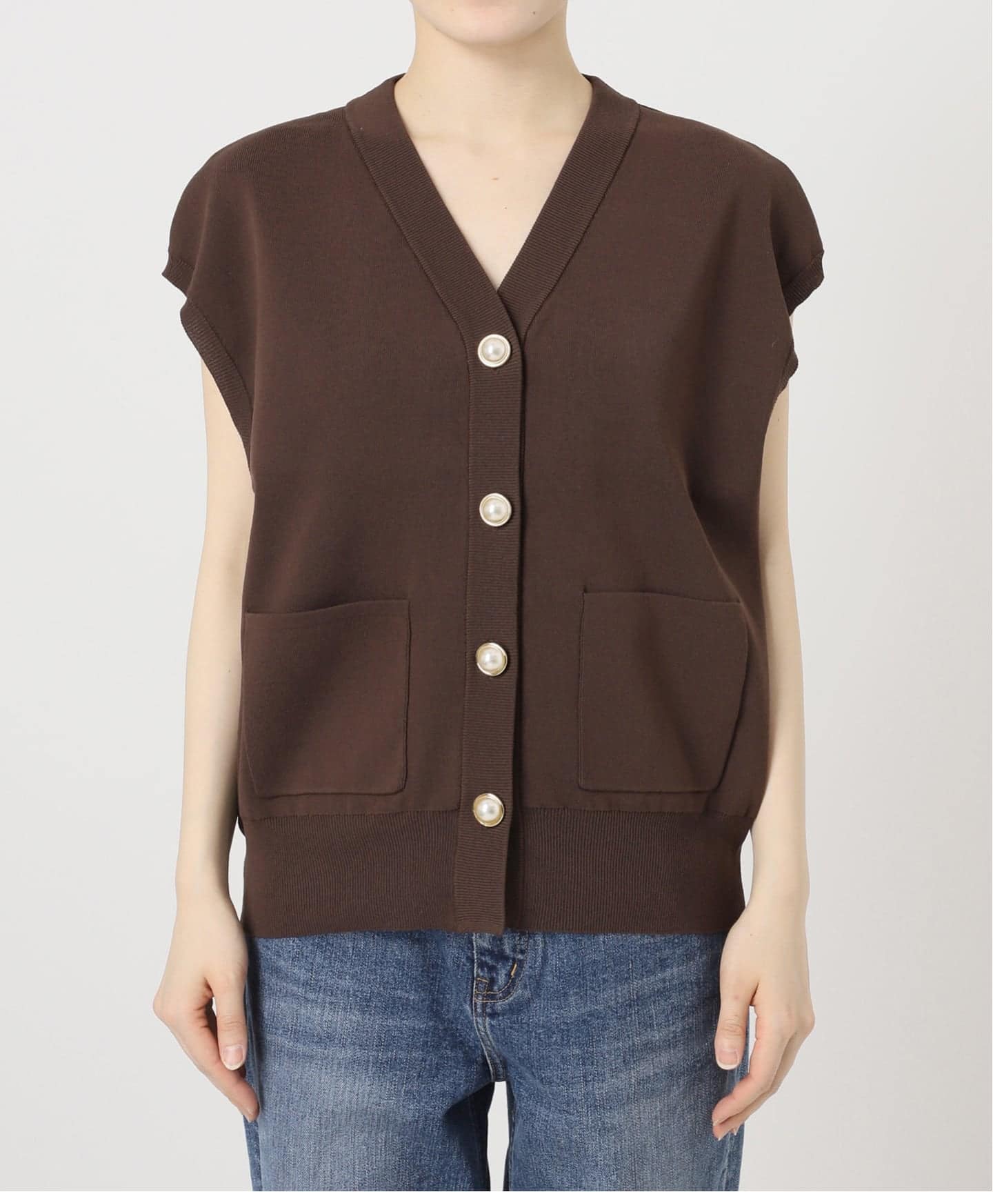Spick &amp; Span ☆ パールボタン畦ニットベスト Spick & Span（スピックアンドスパン）の「≪WEB限定追加≫パール
