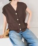 《一部店舗+WEB限定予約》パールボタンウォッシャブルニットベスト