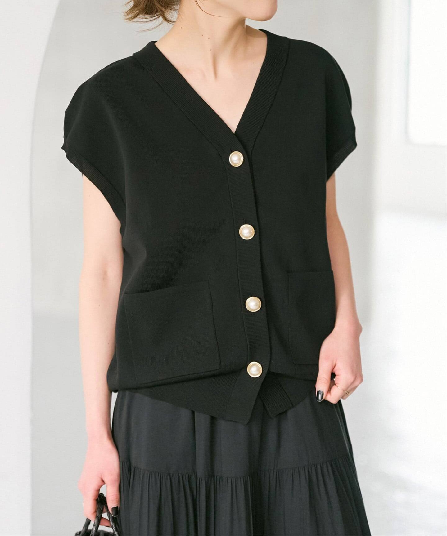 spick&span パールボタンウォッシャブルニットベスト WEB限定 / 追加》パールボタンウォッシャブルニットベスト（ニット