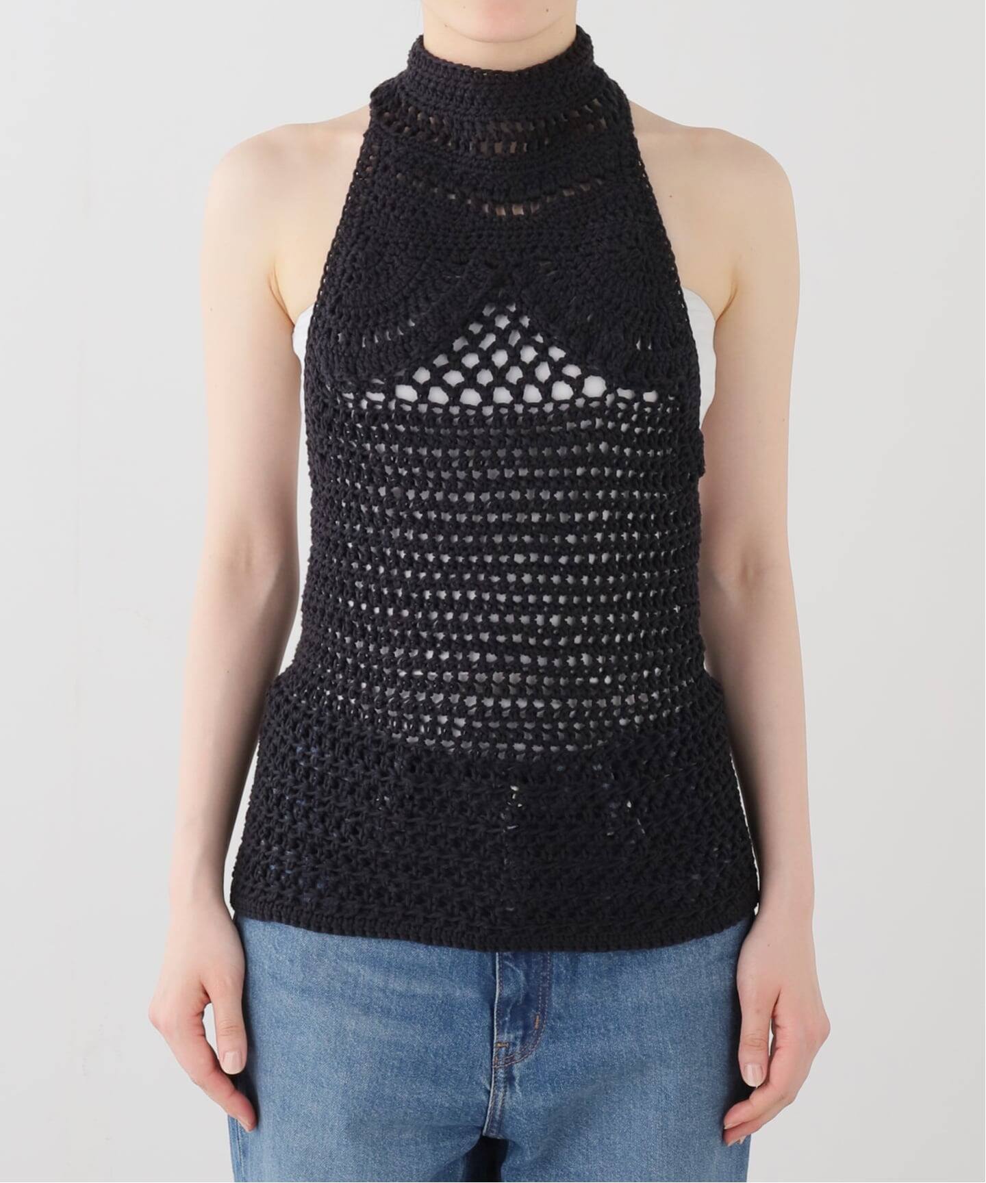 一部店舗+WEB限定》SEEALL / シーオール CROCHET RACER TOP（ニット
