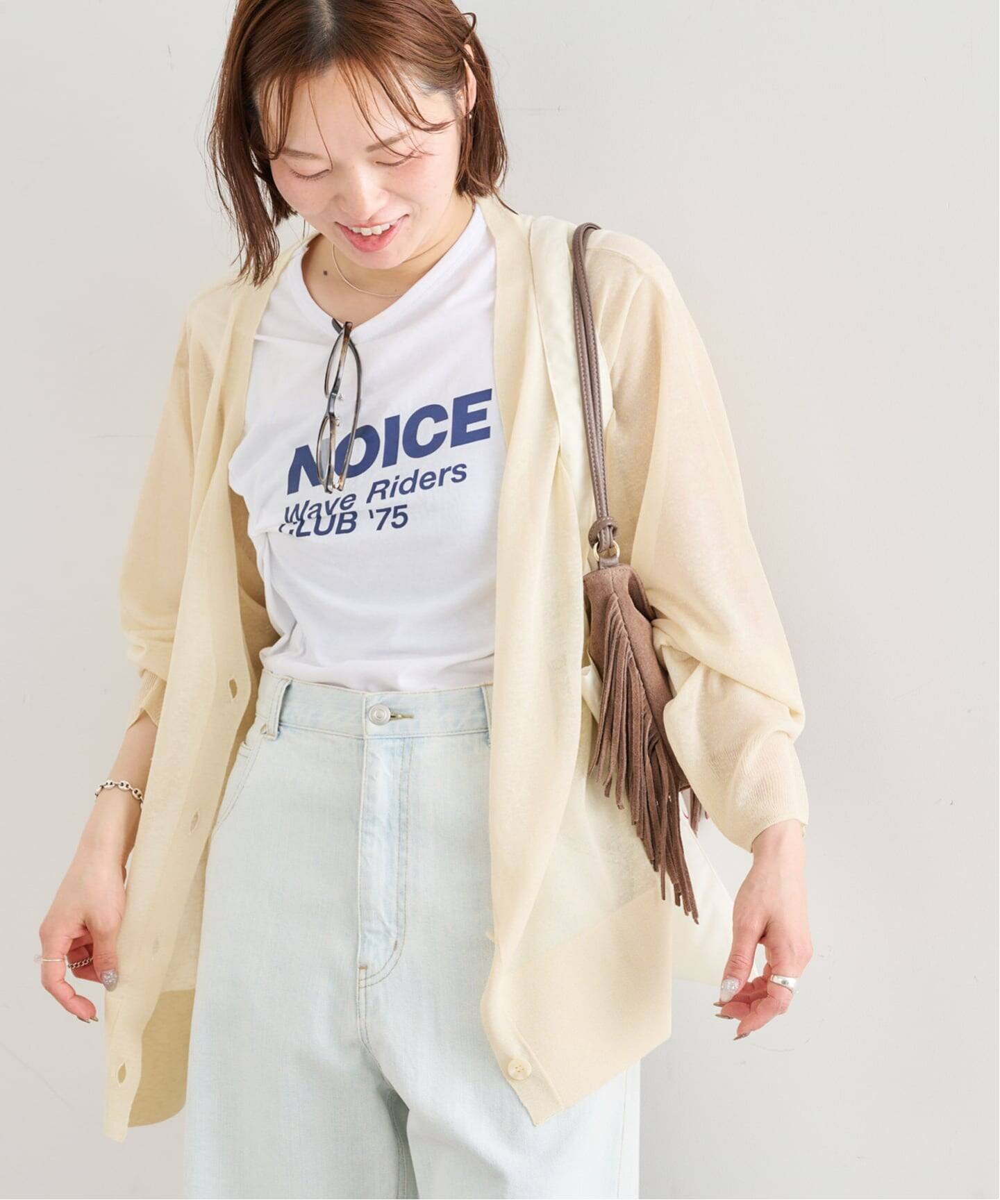 ウォッシャブルリネンブレンドシアーカーデ（カーディガン）｜UBY