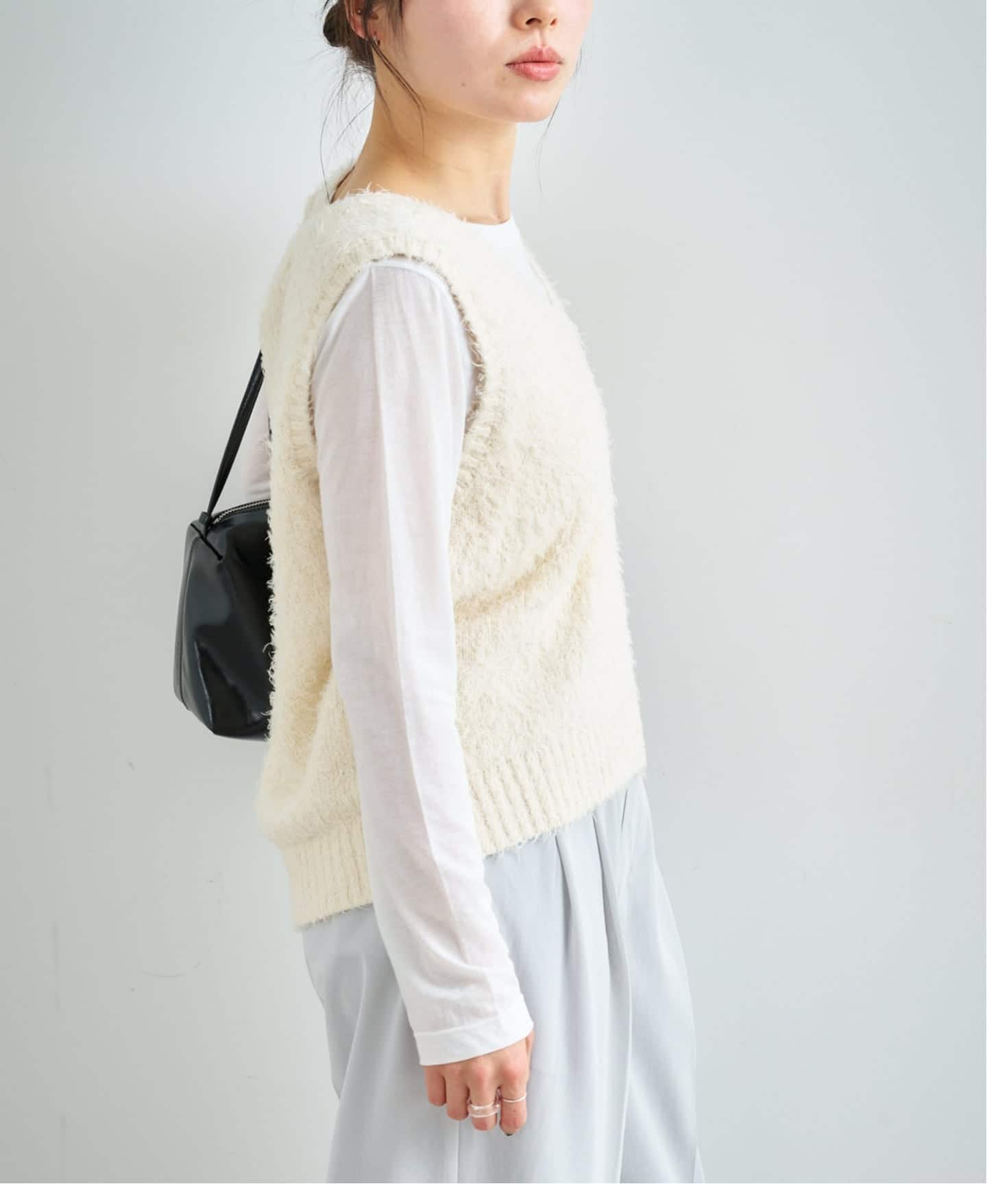 今季完売◎スピックアンドスパン／シャギーベスト 予約》コットンシャギーニットベスト（ベスト）｜U by SPICK&SPAN