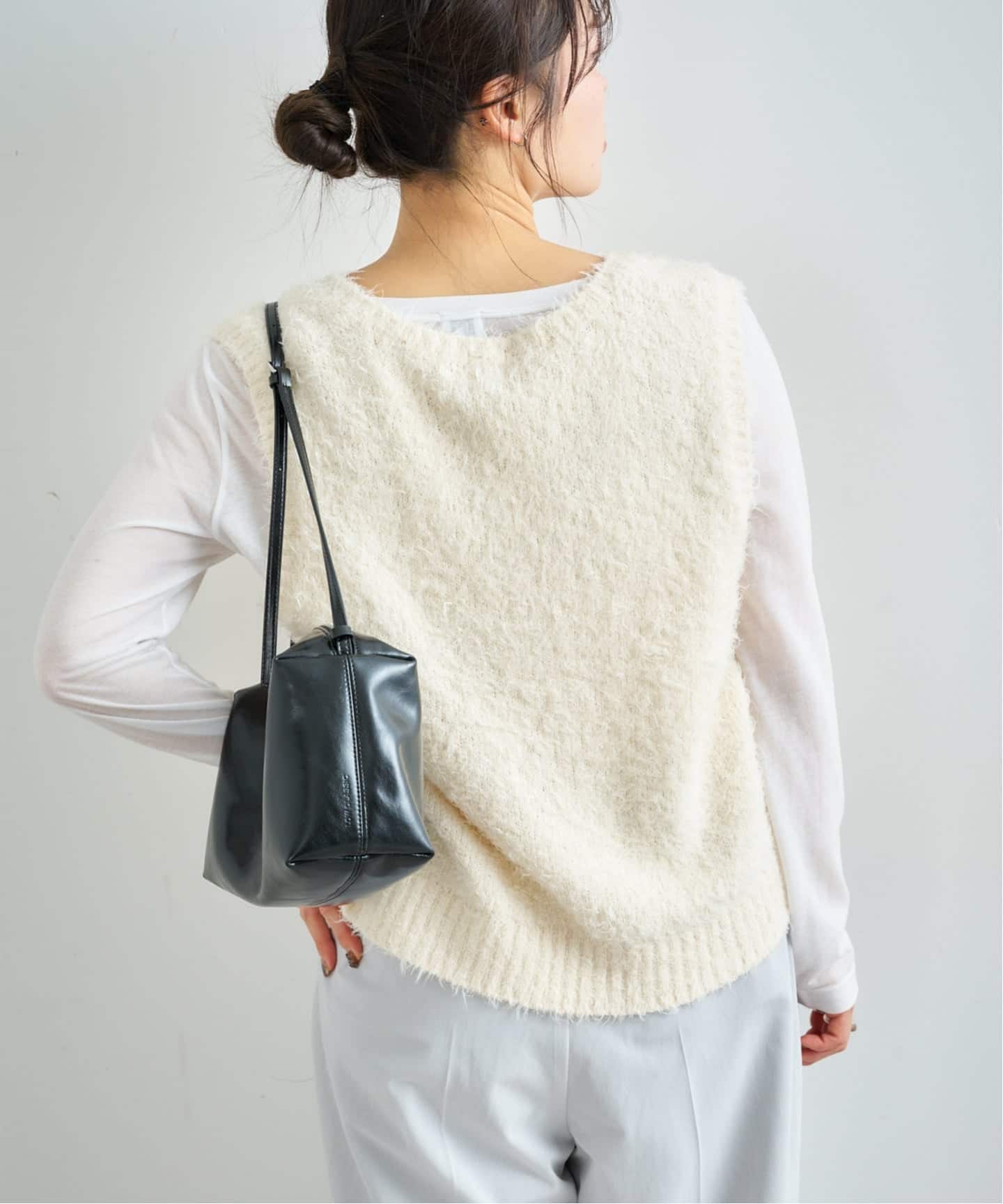 今季完売◎スピックアンドスパン／シャギーベスト スピックアンドスパン ドロスト シャギーベスト エコファー 秋冬