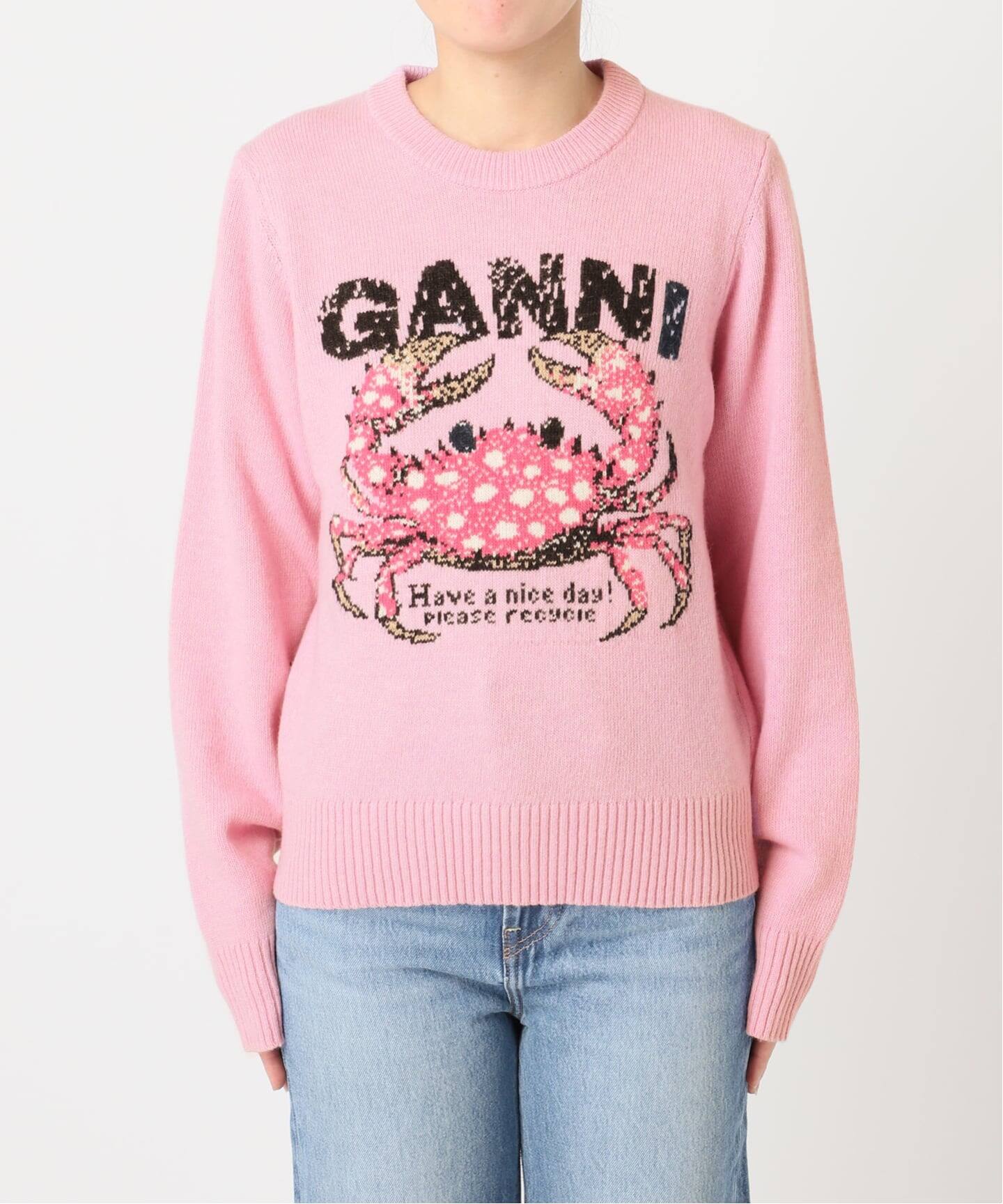 新宿・WEB限定 / 予約》GANNI / ガニー Graphic Wool Sweater Crab