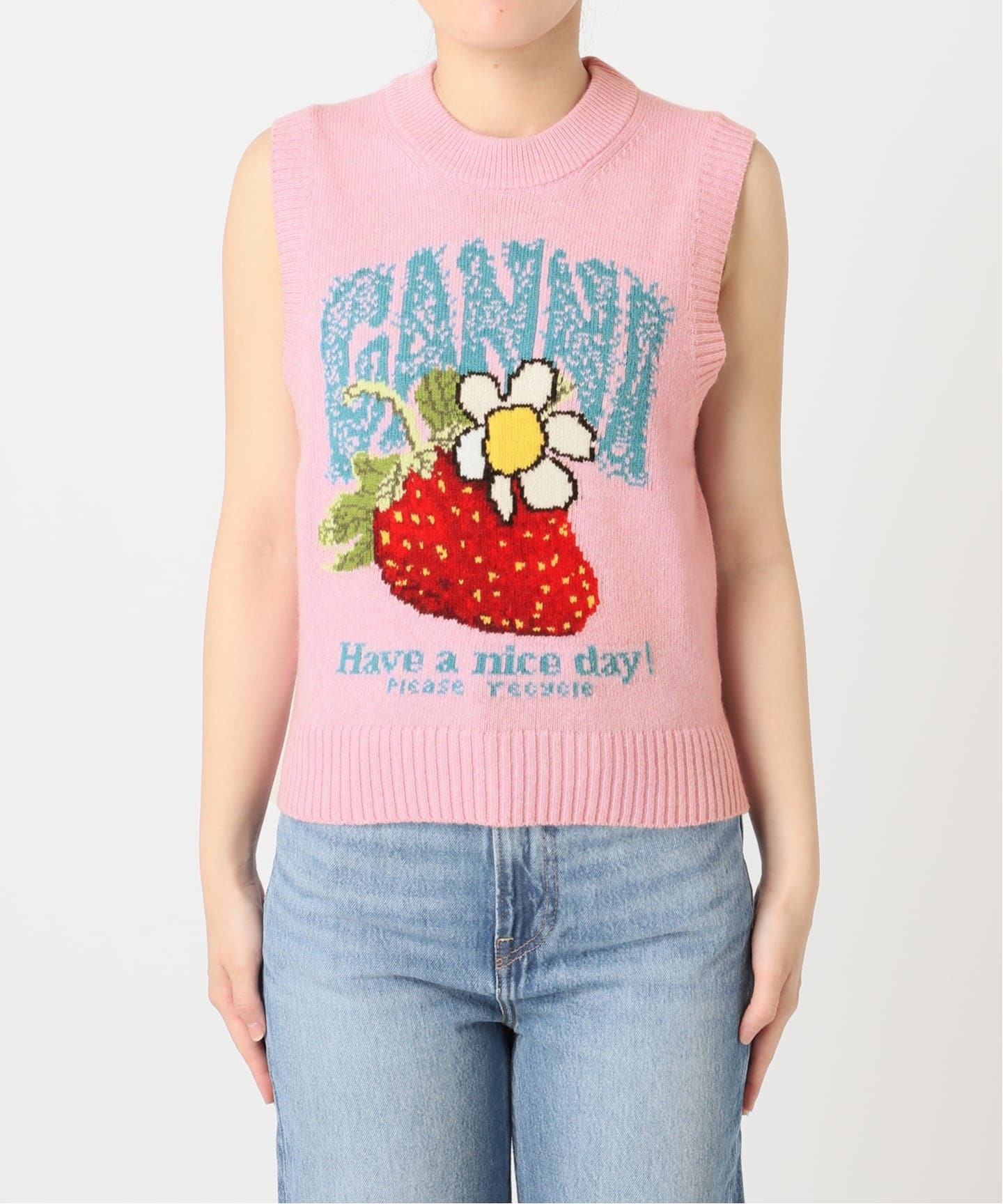 新宿・WEB限定》GANNI / ガニー Graphic Wool Vest（ニット／セーター