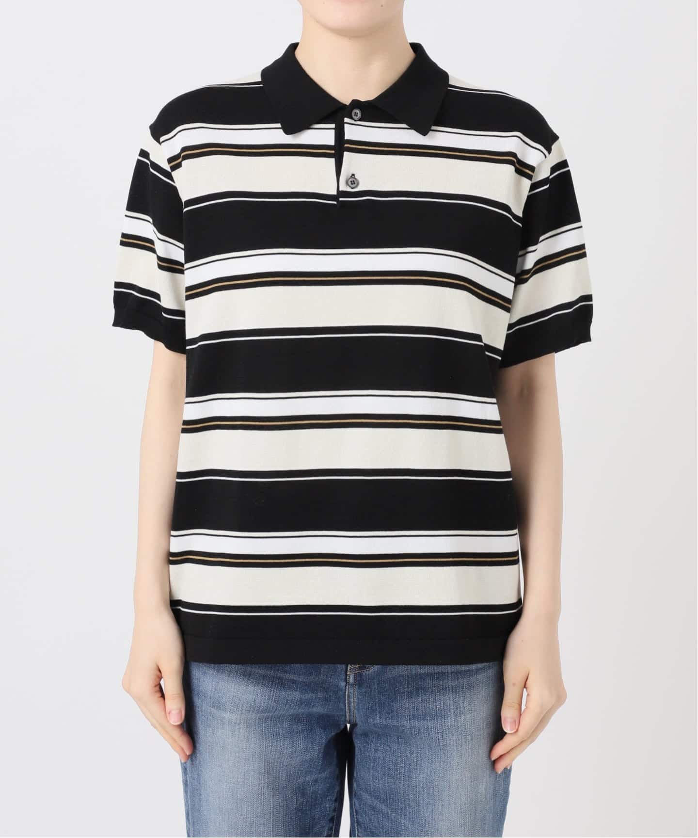 一部店舗+WEB限定》Glyph Multi Border Knit Poloshirt（ニット