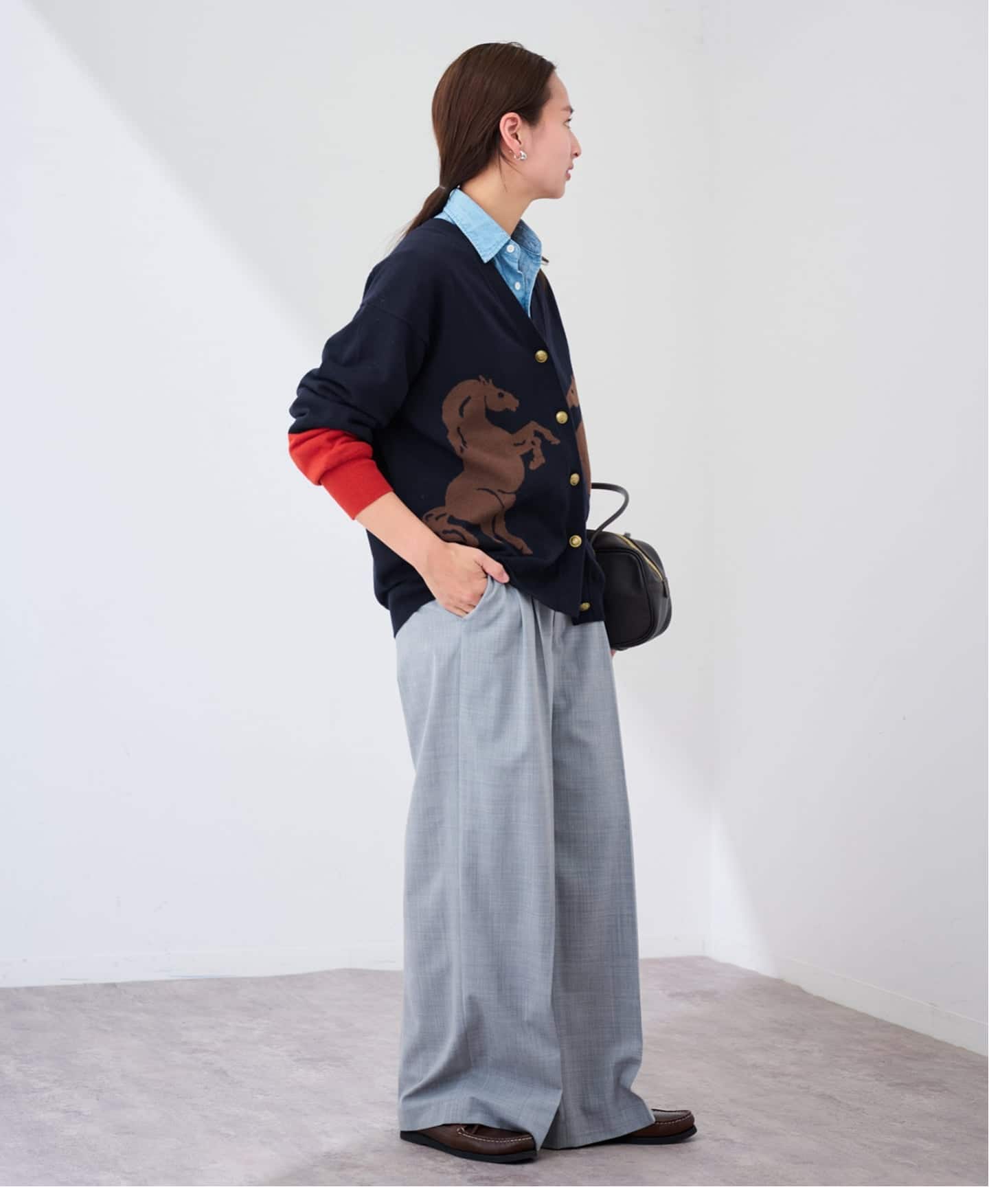 Horseインターシャ カーディガン（カーディガン）｜FRAMeWORK