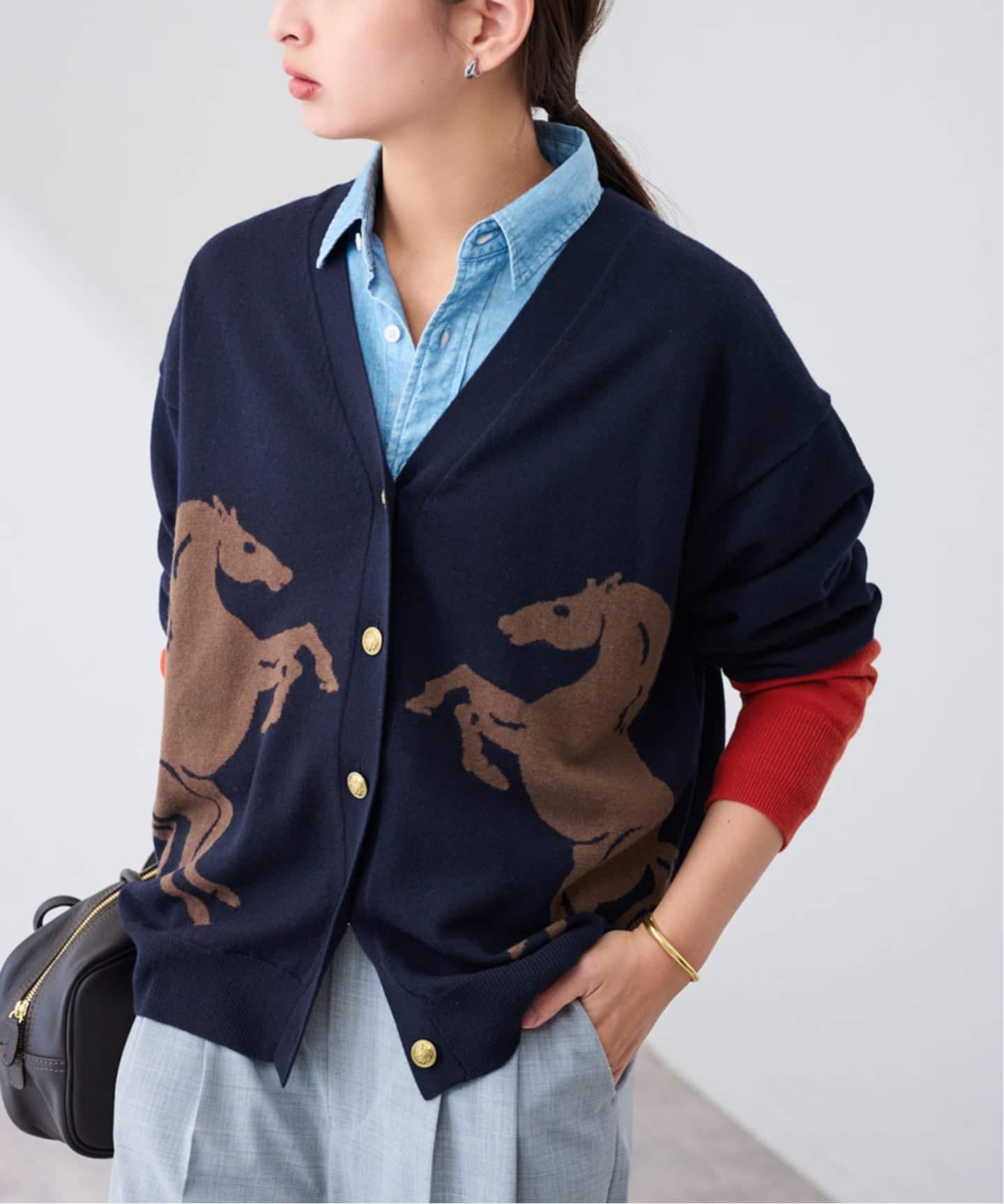 Horseインターシャ カーディガン（カーディガン）｜FRAMeWORK