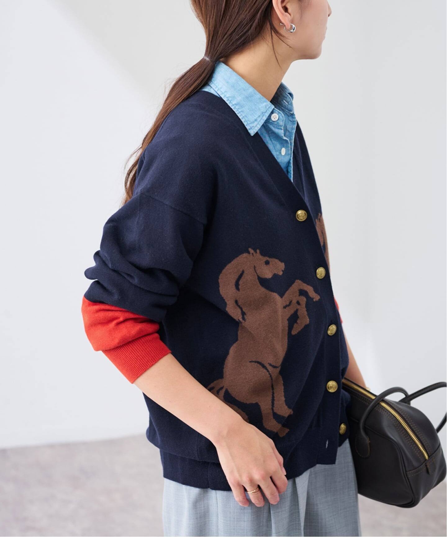 Horseインターシャ カーディガン（カーディガン）｜FRAMeWORK