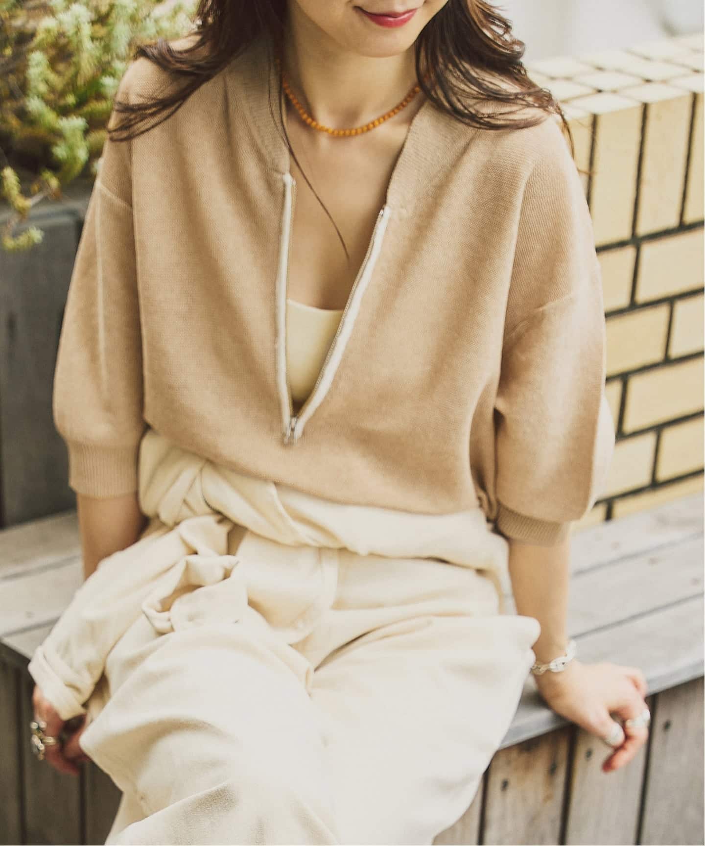 fofofofa HARVEST WHEAT BEIGE ニット　ベージュ　完売 HOWIECLOTHING×FRAMeWORKハーフジップニット（ニット／セーター