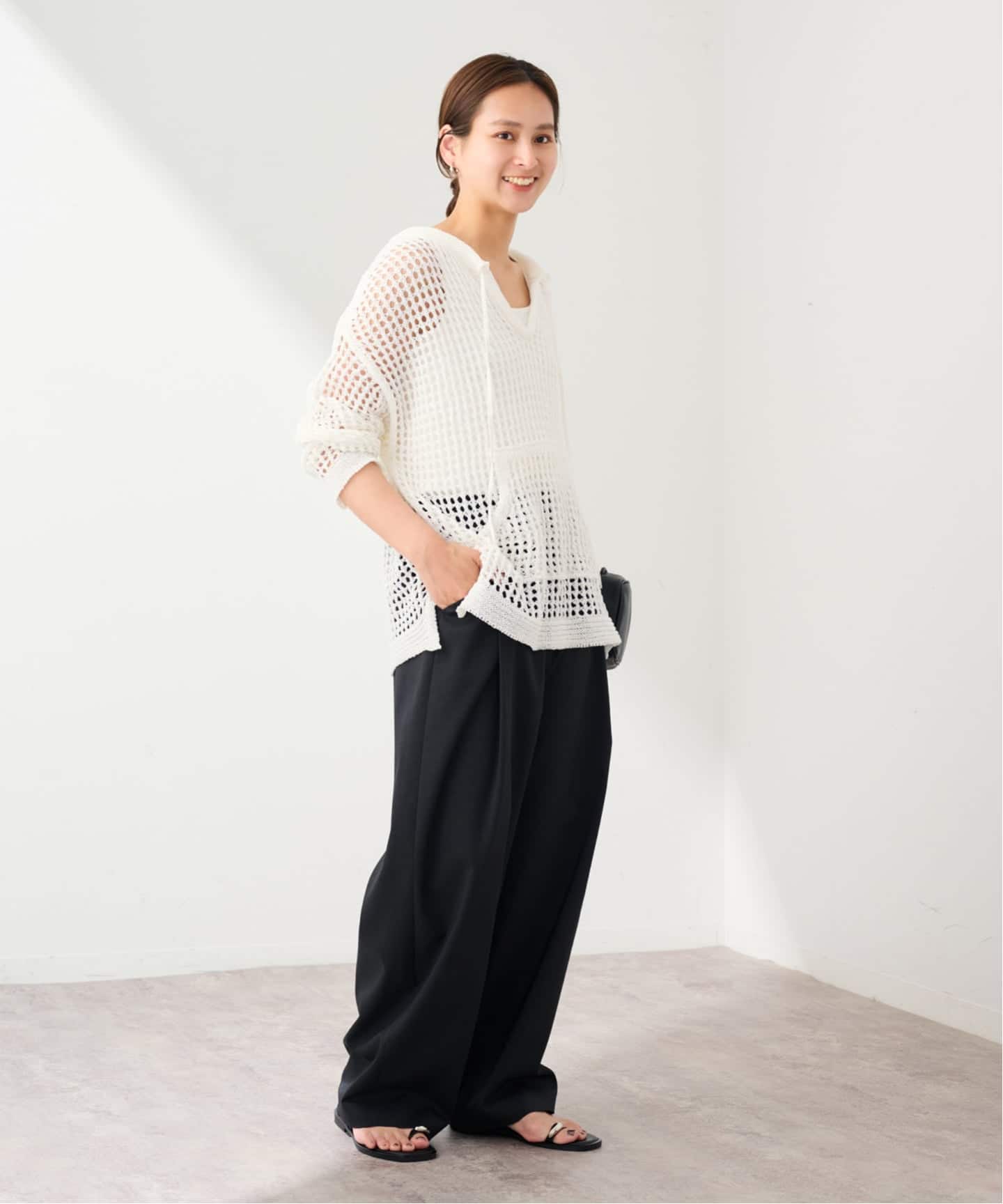 enrica エンリカ 24SS 和紙メッシュニット 春夏 プルオーバー enrica/エンリカ メッシュ編みプルオーバー（ニット／セーター