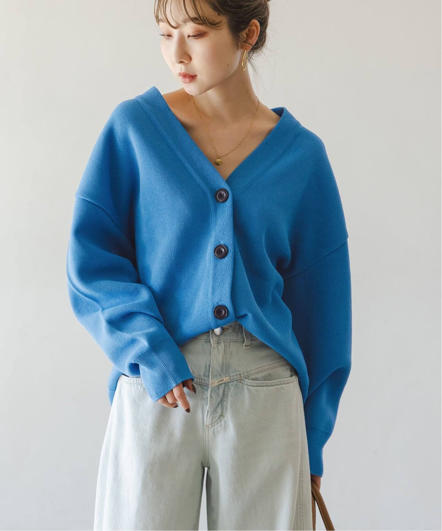 【美品】NOBLE Vネックカーディガン ファインハニカムVネックカーディガン（カーディガン）｜NOBLE