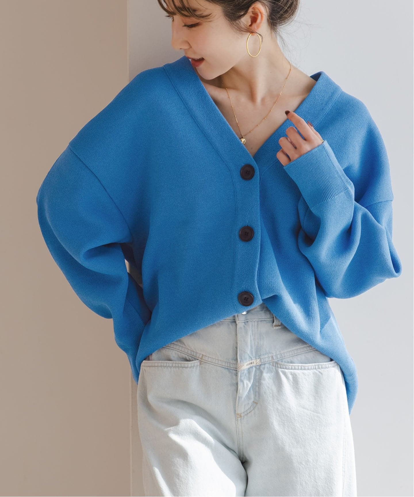 TUITACI / カーディガン(薄手)/3/レーヨン/BLU/無地/T23SS-KN01 26SS先行予約》ファインハニカムVネックカーディガン（カーディガン