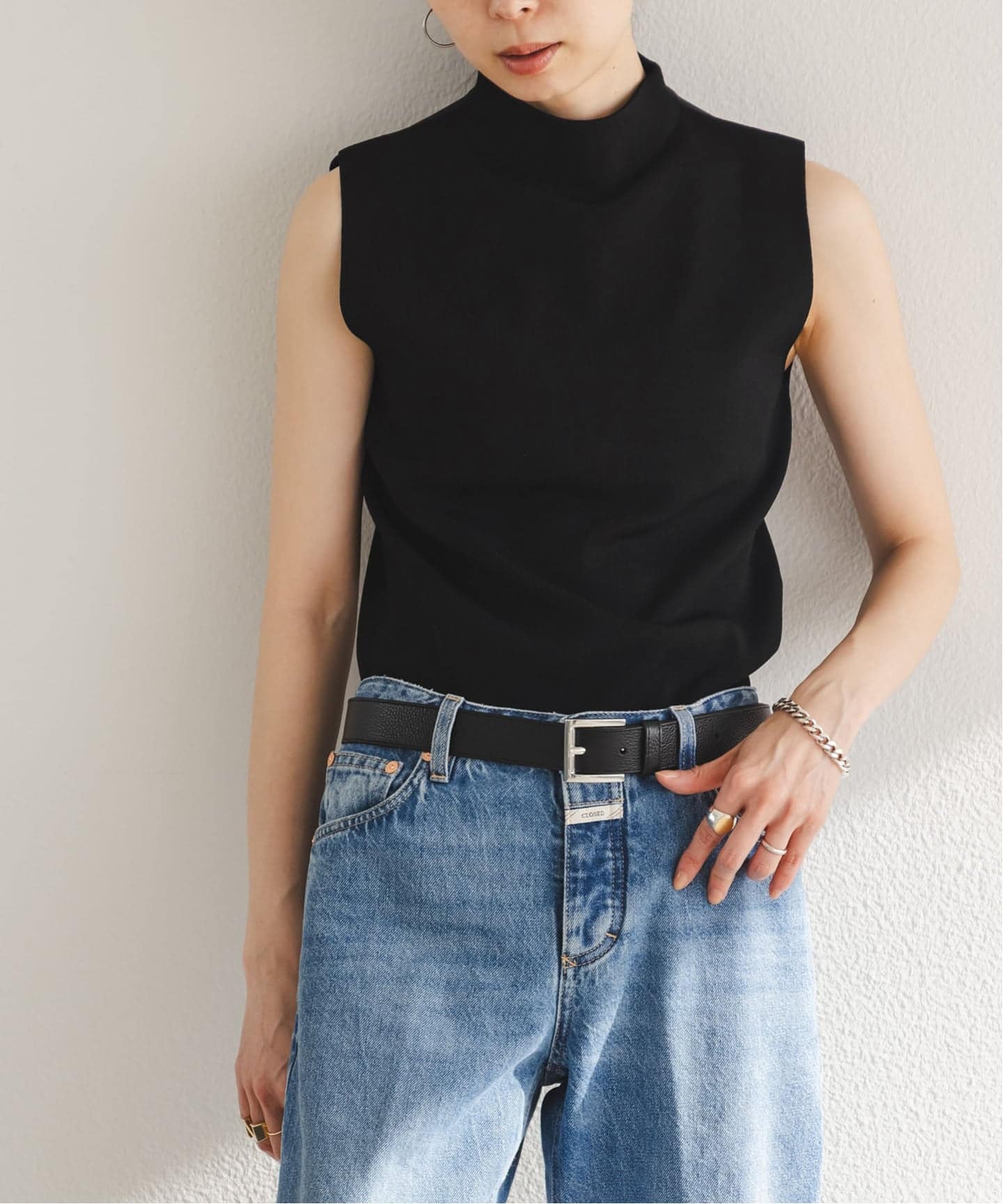 追加》【洗える】ボトルネックスリーブレスニット（ニット／セーター