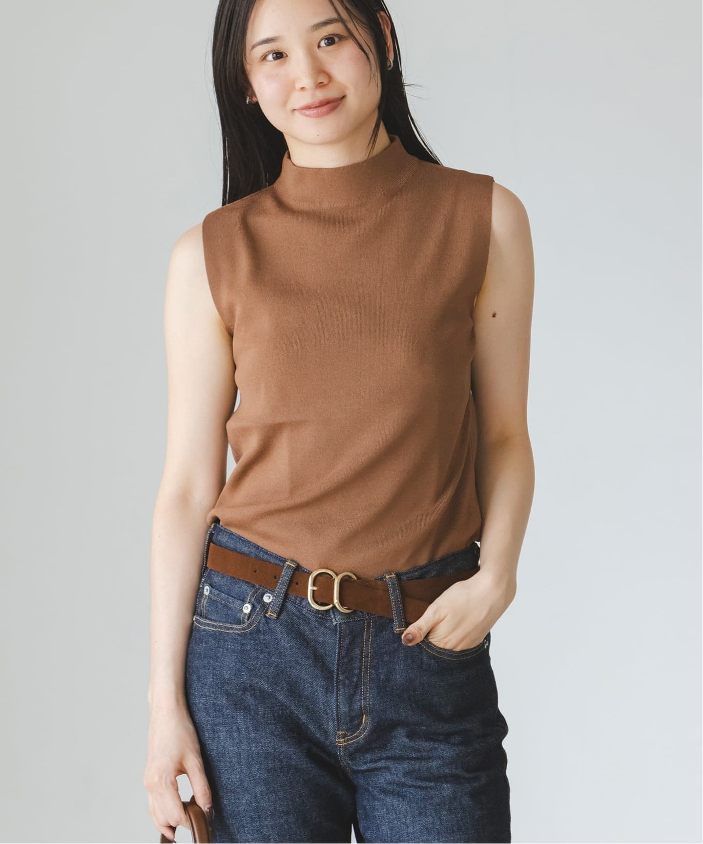 追加・新色》【洗える】ボトルネックスリーブレスニット（ニット