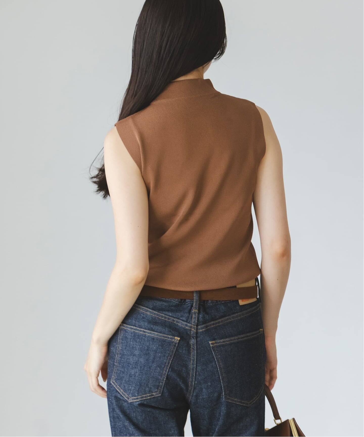追加・新色》【洗える】ボトルネックスリーブレスニット（ニット
