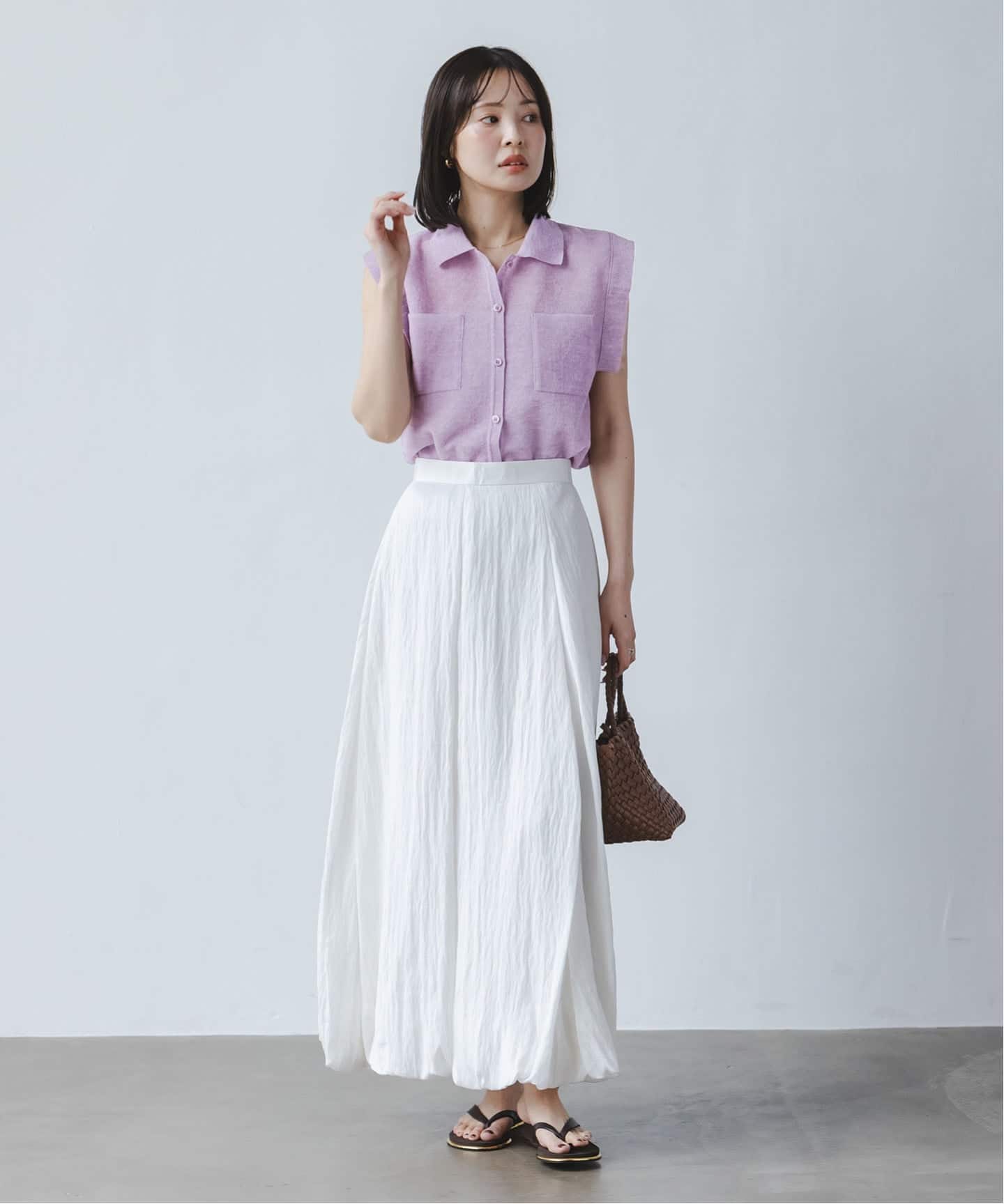 【新品】Noble ノースリーブニット♪ 追加》片畦ノースリーブニット（ニット／セーター）｜NOBLE（ノーブル