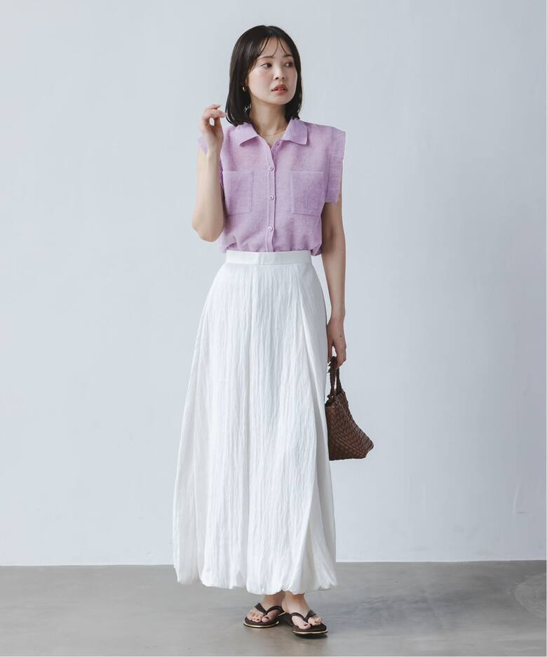 追加・新色》【洗える】スポンジシアーノースリーブシャツニット 