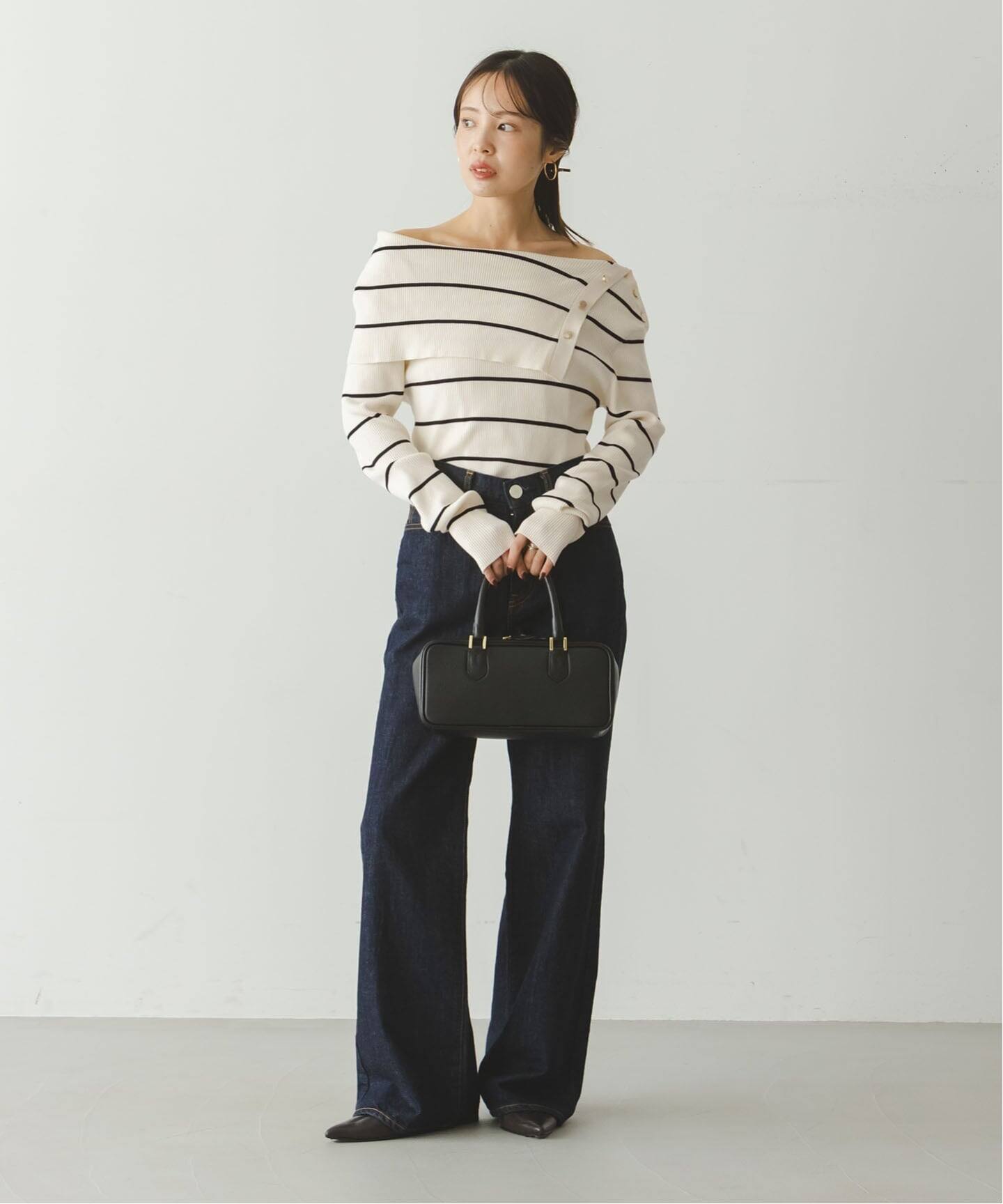 WEB＆一部店舗限定追加》ショルダーボタンタイトリブニット（ニット