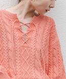 2way地柄 レースアッププルオーバー