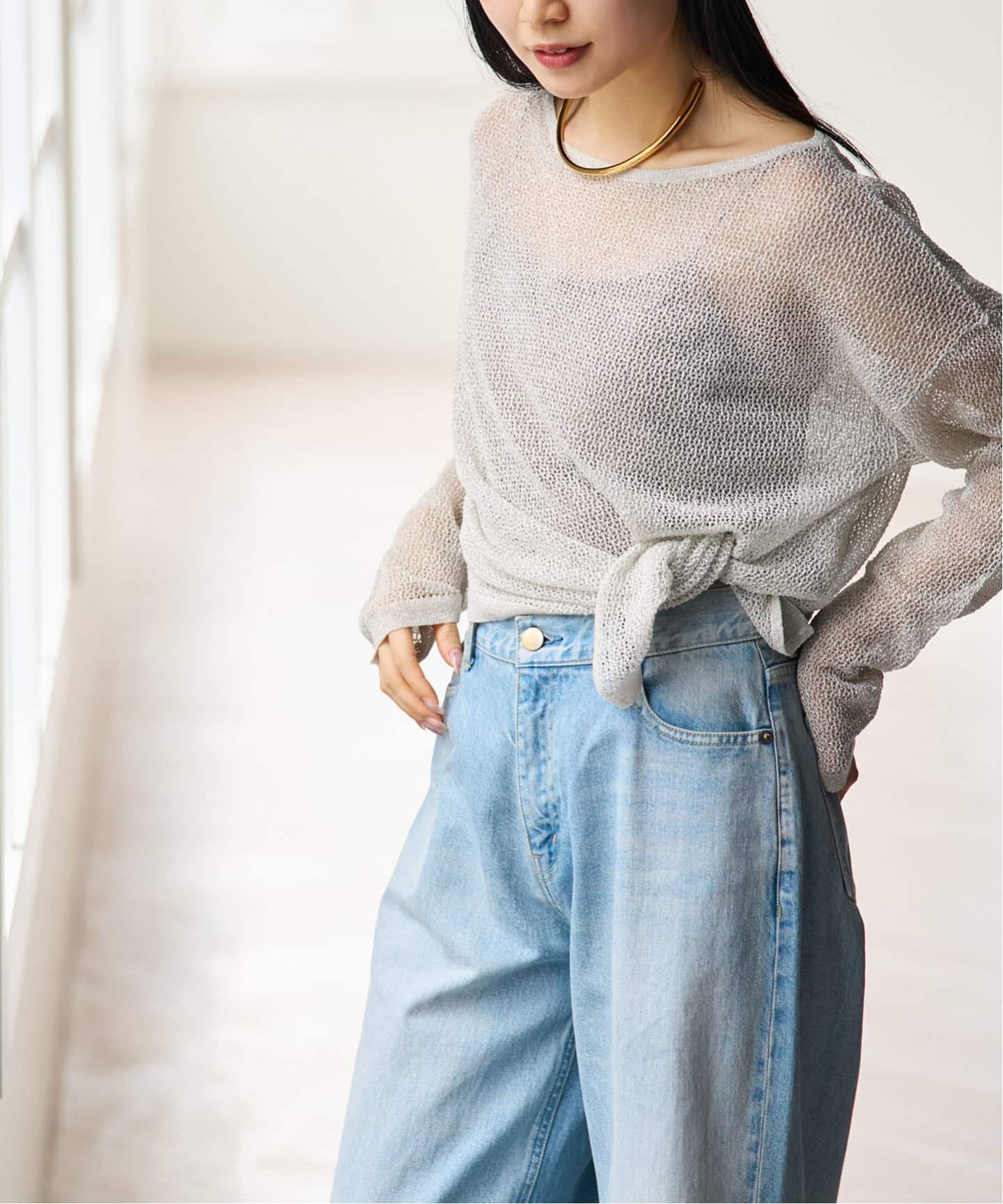 ISY Linen mixラメ スカシニット（ニット／セーター）｜NOBLE