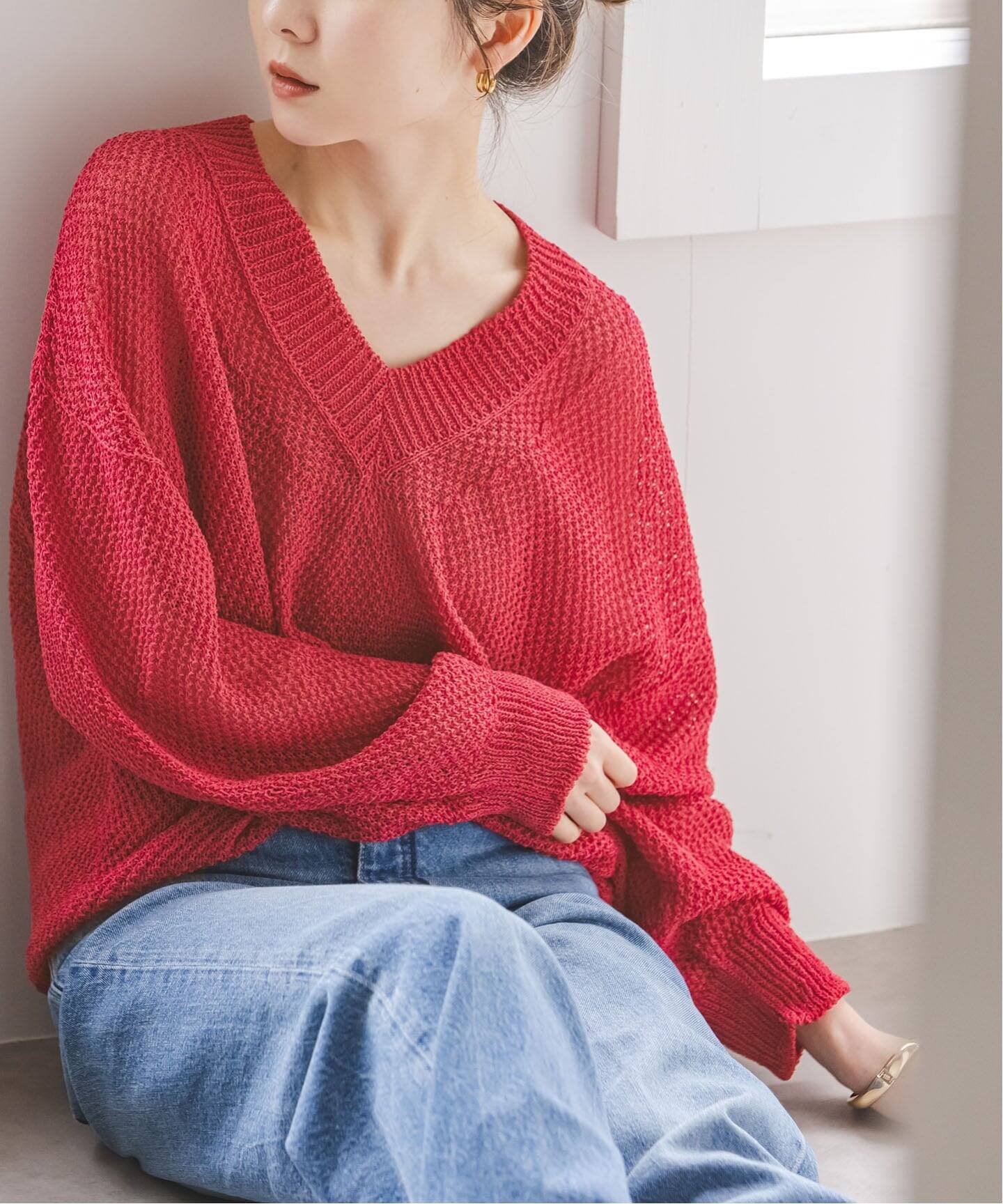 【7/16まで出品】ペーパーヤーンvネック プルオーバー noble ○ペーパーヤーンVネック プルオーバー（ニット／セーター）｜NOBLE