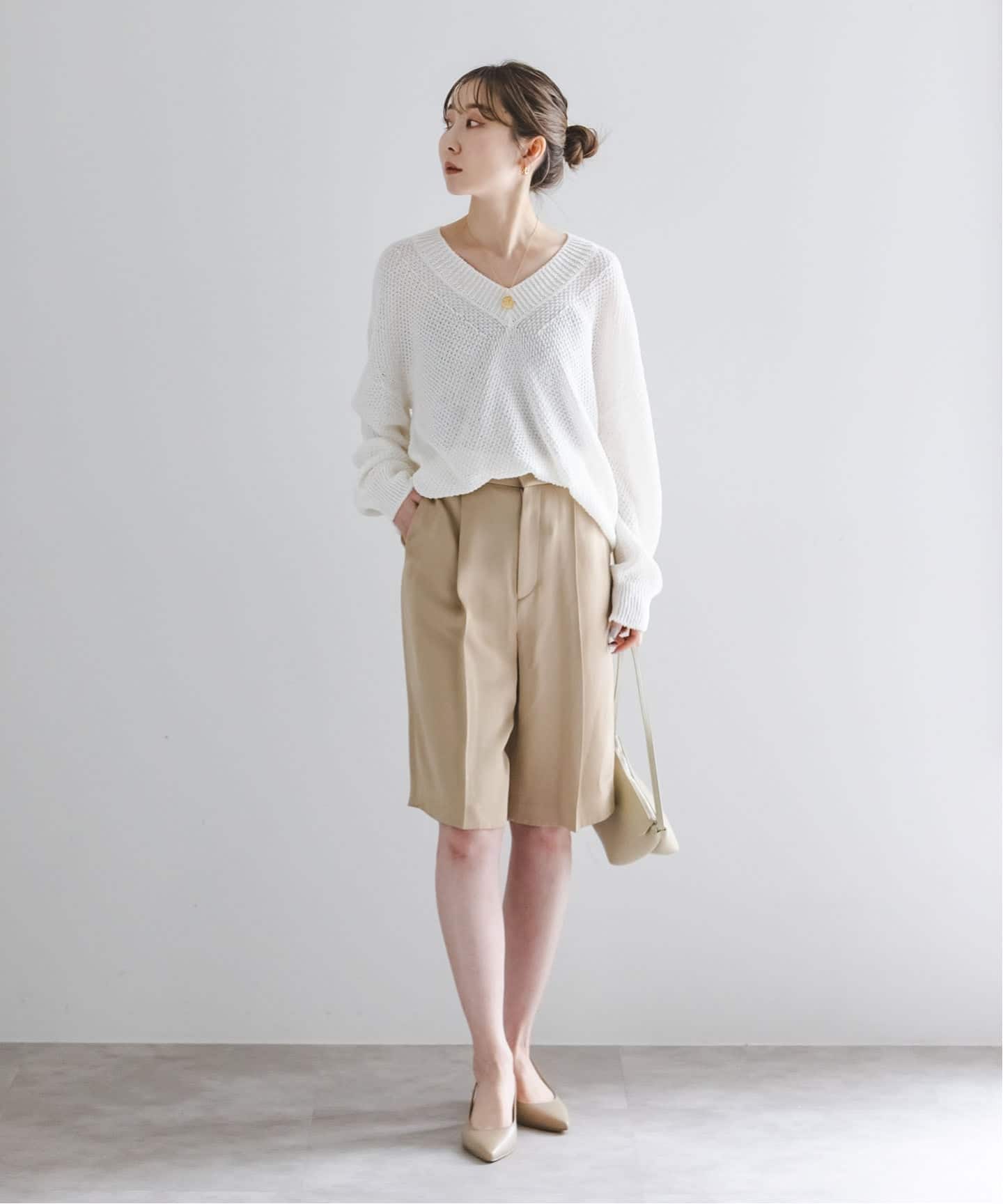 【NOBLE 】新品タグ付き♡洗えるペーパーヤーンVネックプルオーバー/キャメル 追加・新色》【洗える】ペーパーヤーンVネック プルオーバー（ニット