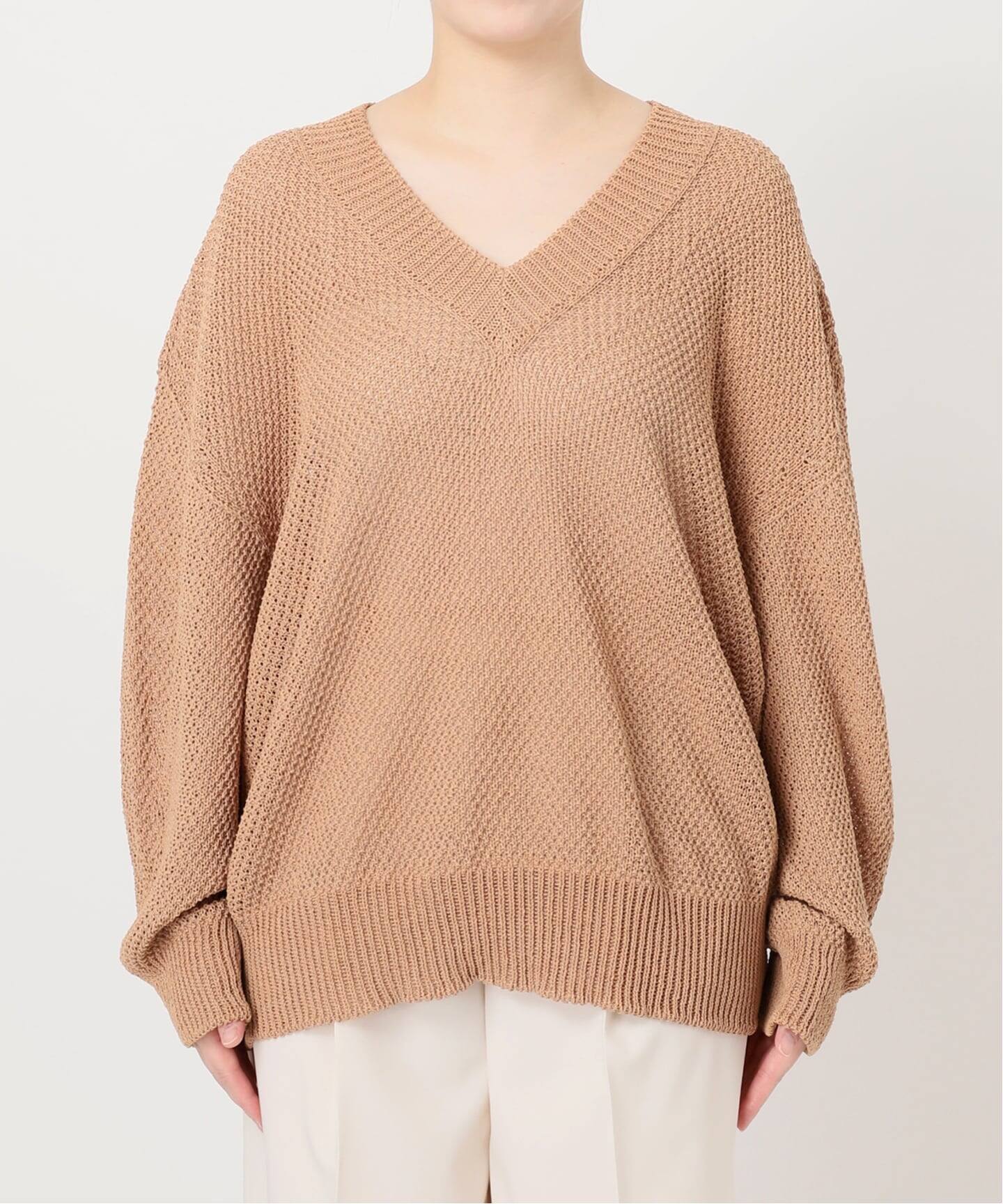 追加予約・新色》【洗える】ペーパーヤーンVネック プルオーバー