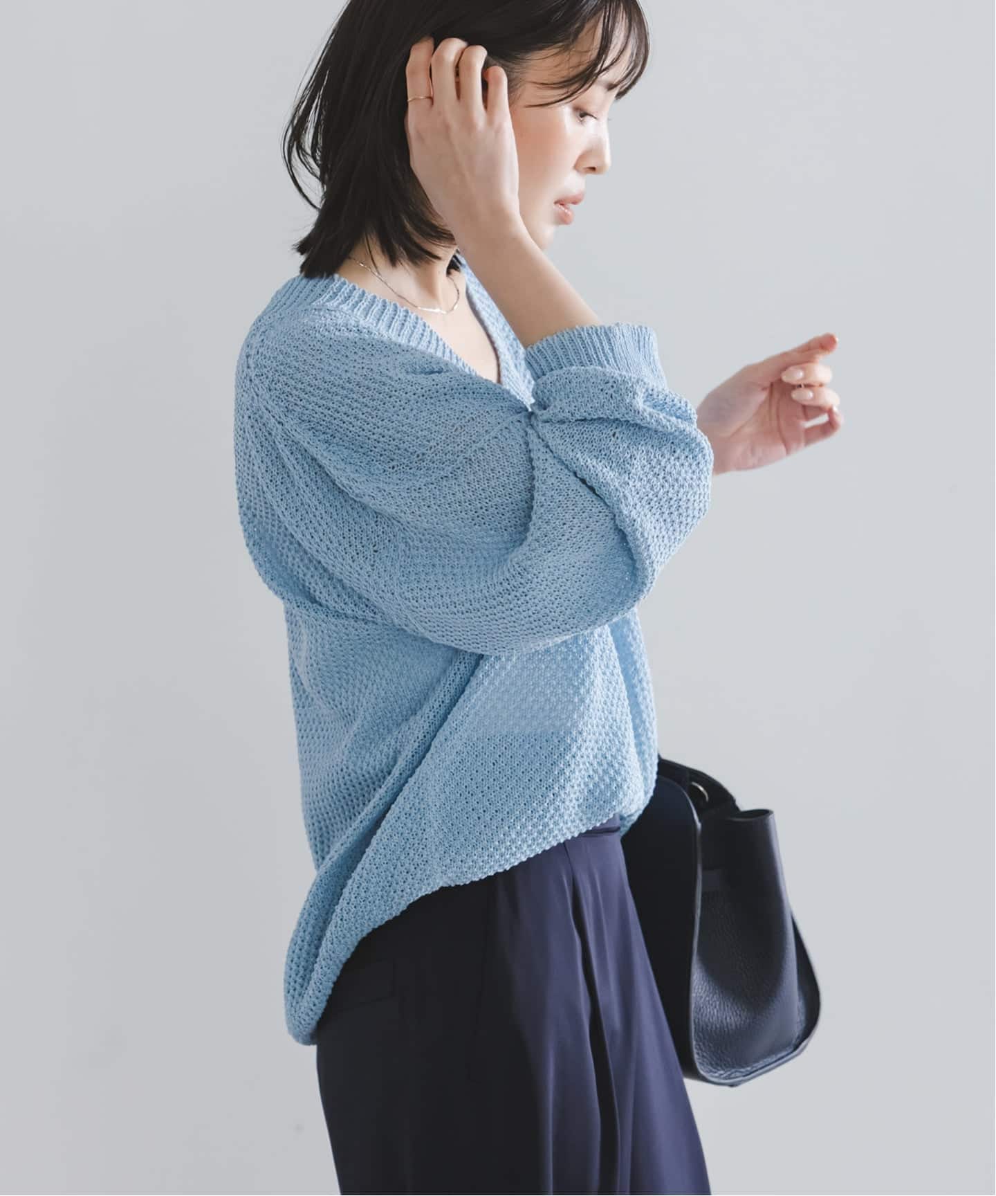 追加・新色》【洗える】ペーパーヤーンVネック プルオーバー（ニット