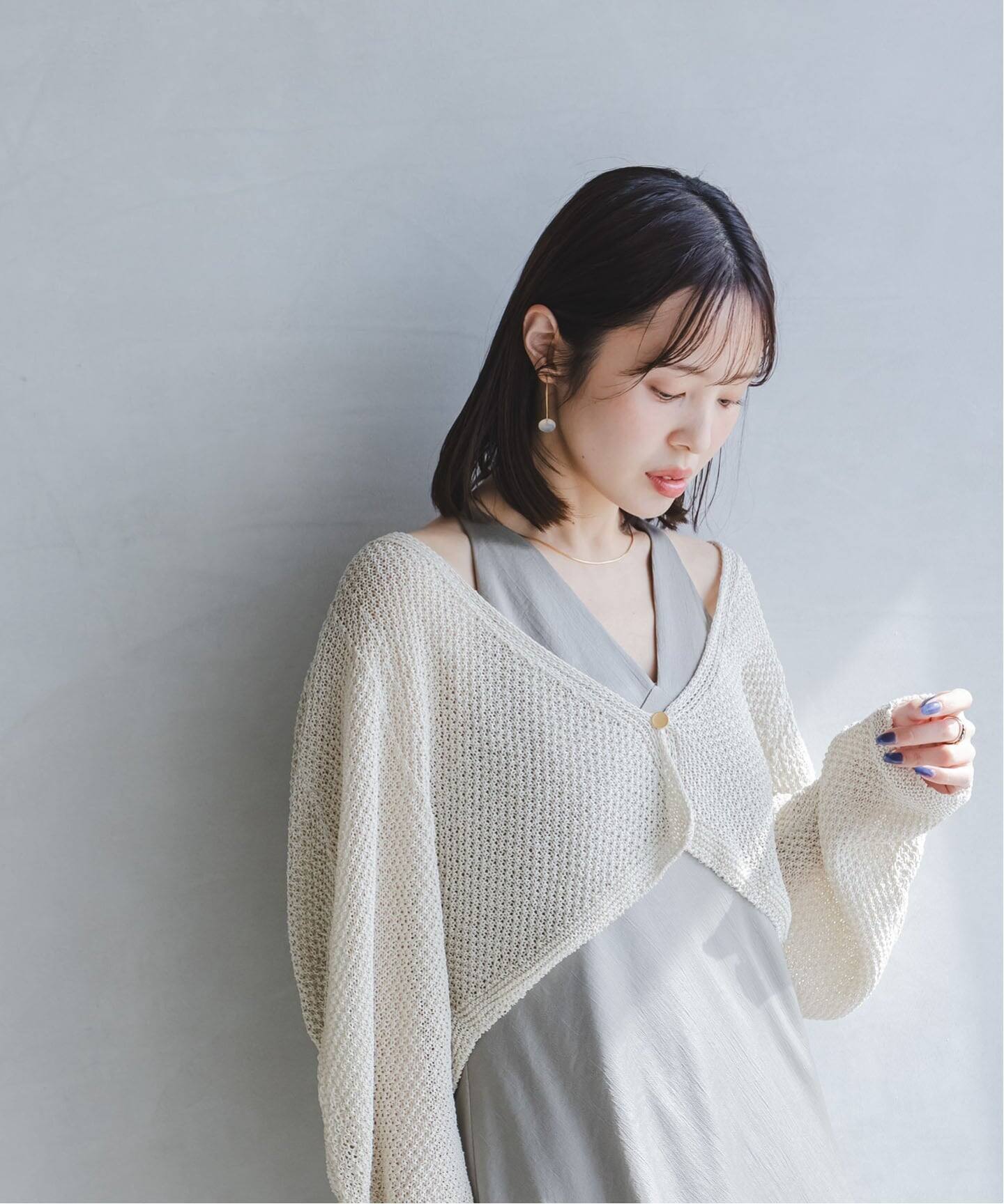 追加・新色》【洗える】ペーパーヤーン カノコショートVカーディガン
