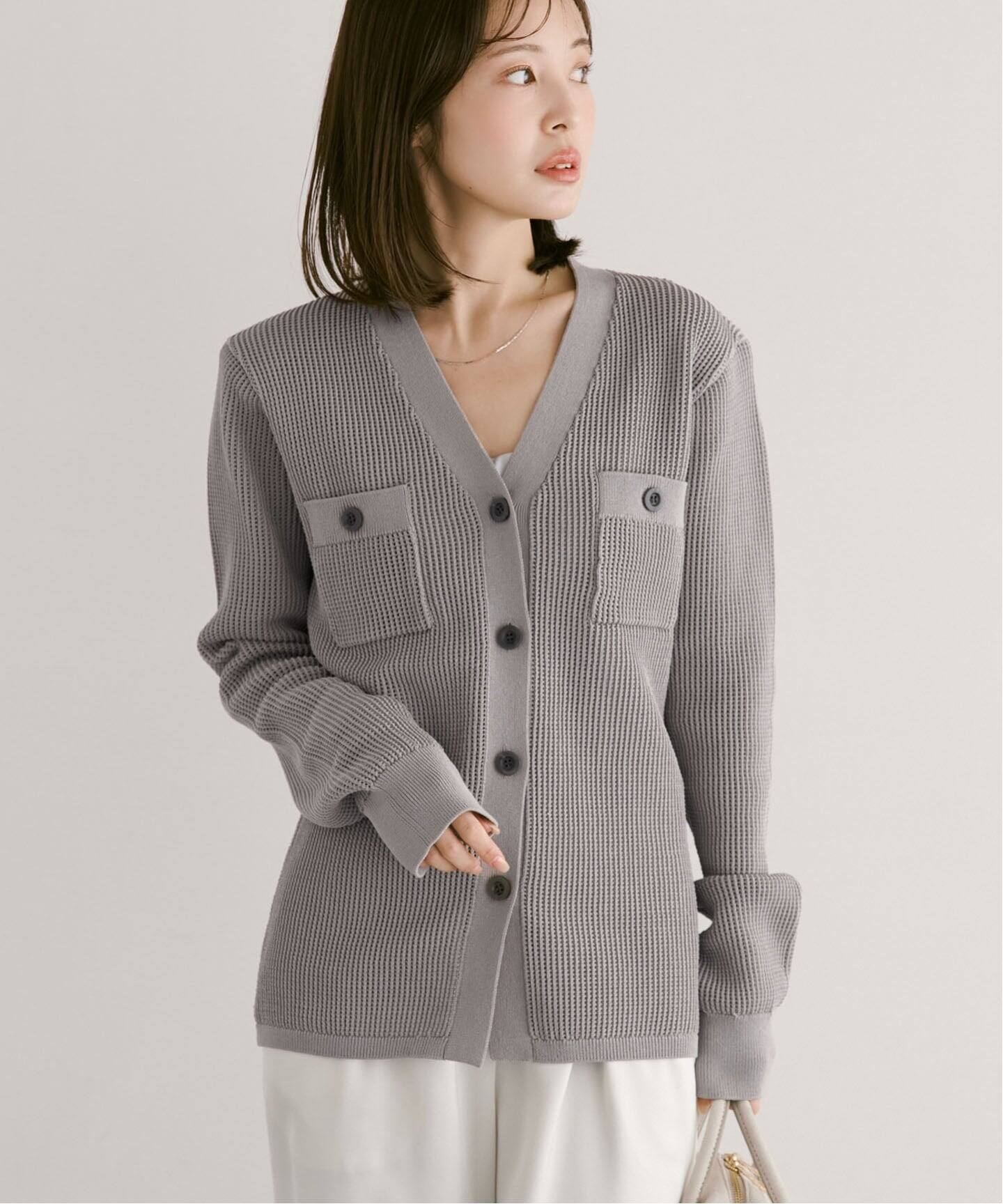 セットアップ対応》メッシュニットカーディガン（カーディガン