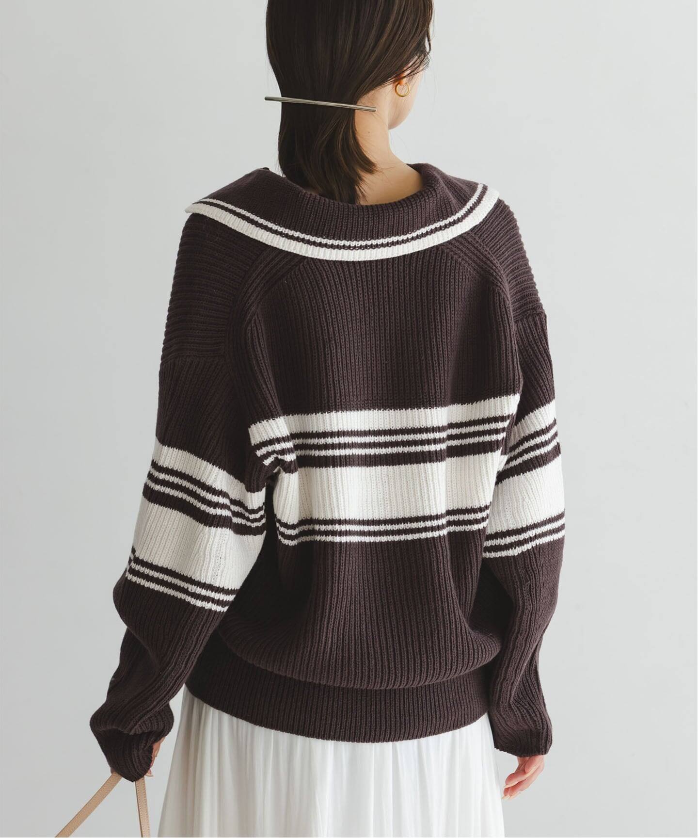 プランシー　ボーダーニット セール】ハイネック配色使いボーダーニット（ニット/セーター）｜GeeRA