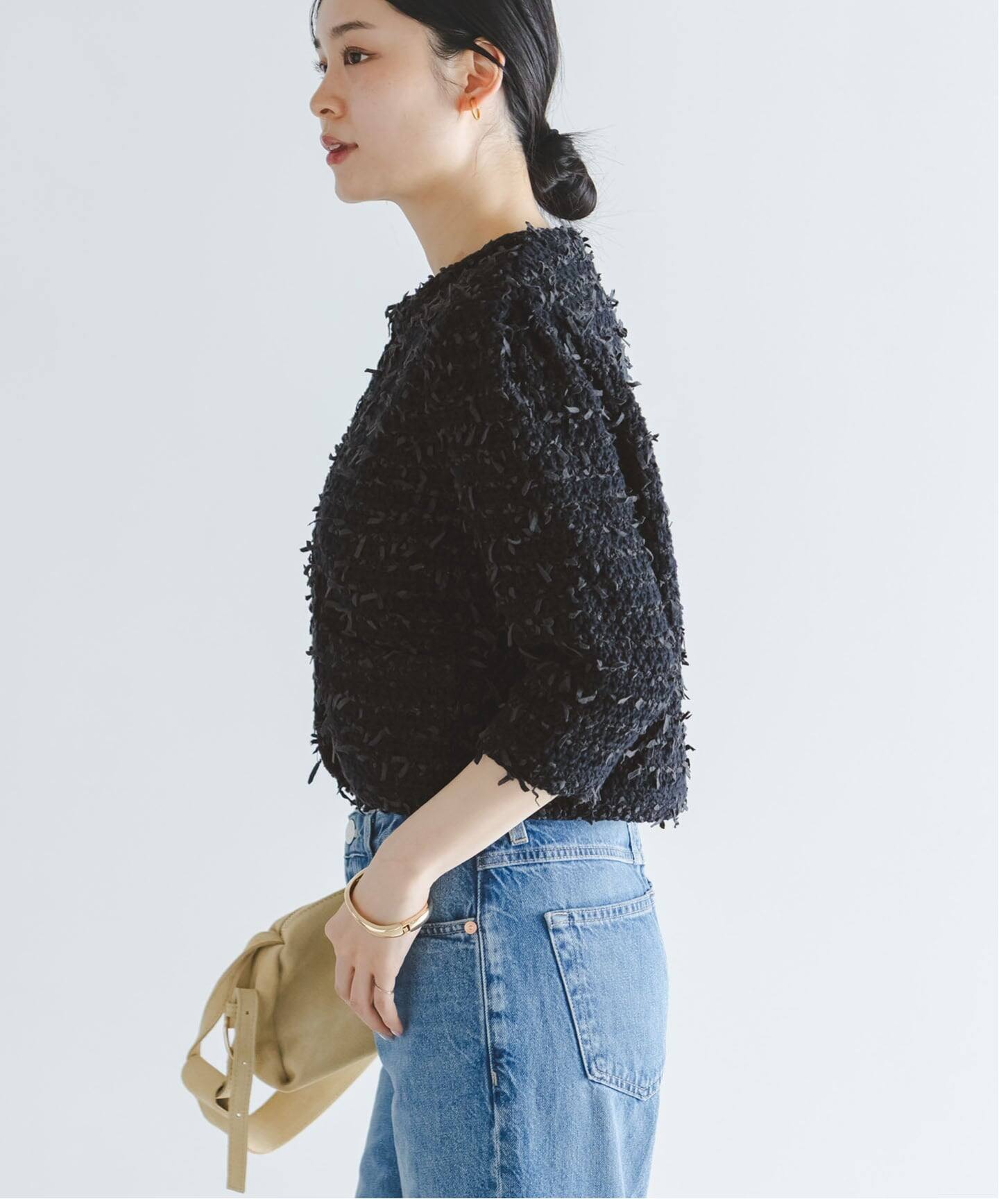 Venit/ヴェニット TAPE YARN KNIT JACKET（ノーカラージャケット