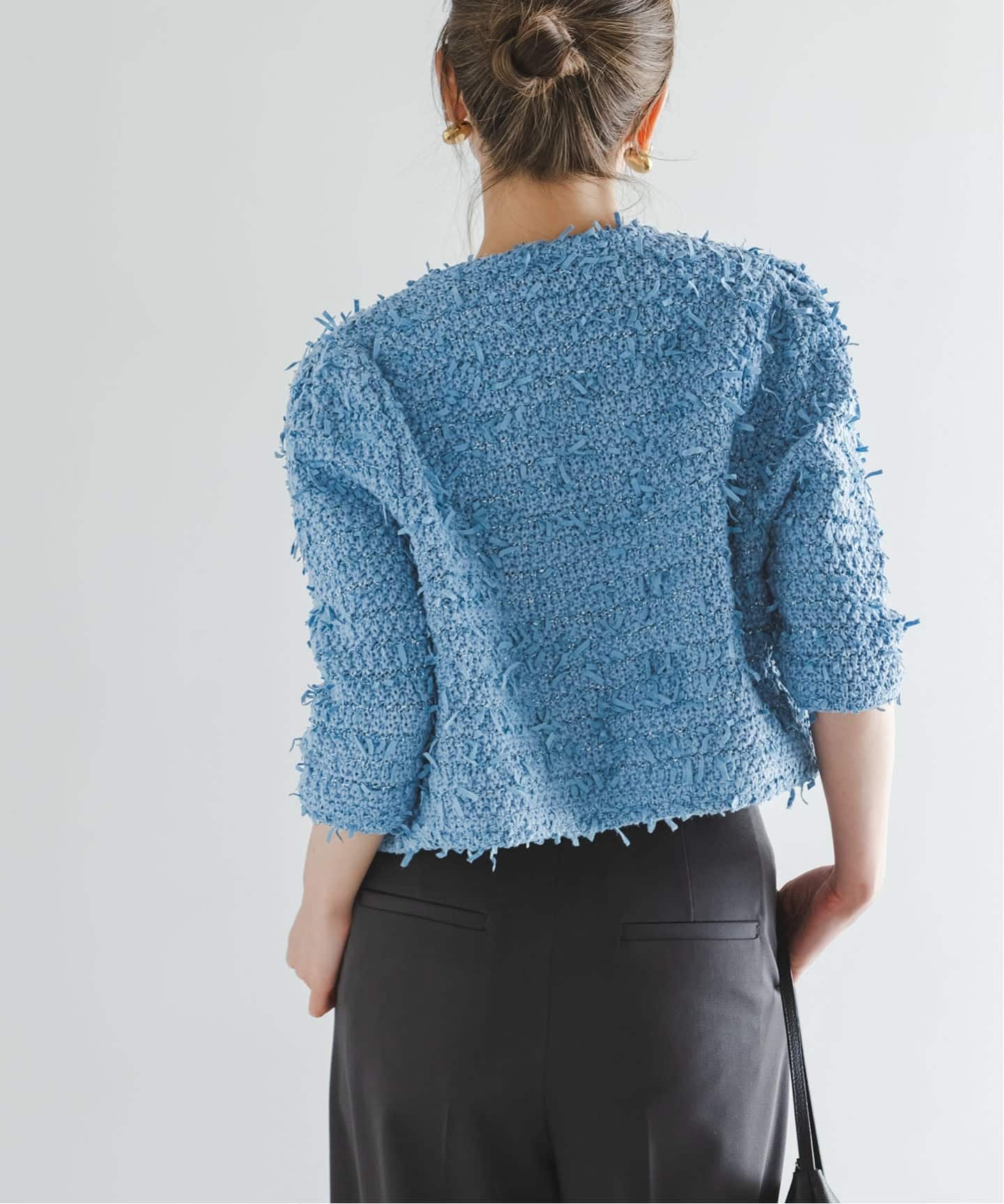 Venit/ヴェニット TAPE YARN KNIT JACKET（ノーカラージャケット