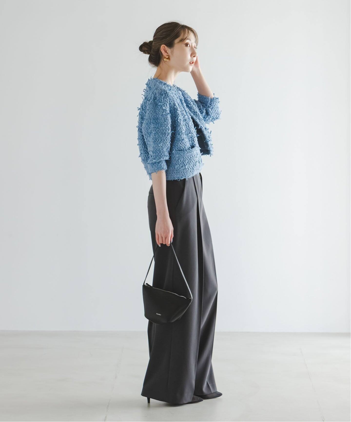 一時値下/NOBLE 新作⭐︎ Venit/KNIT JACKET Venit/ヴェニット TAPE YARN KNIT JACKET（ノーカラージャケット