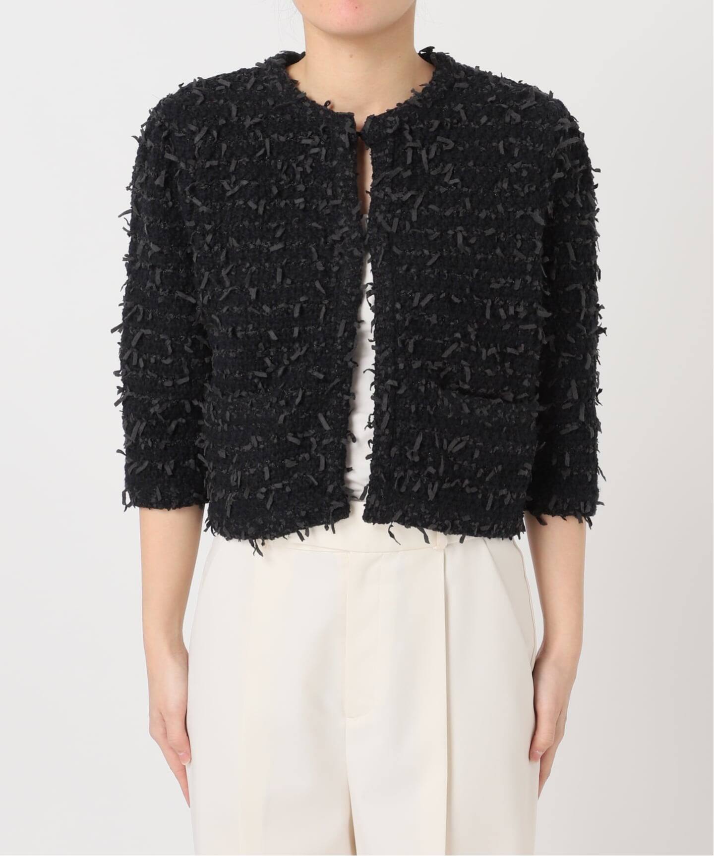 Venit/ヴェニット TAPE YARN KNIT JACKET（ノーカラージャケット