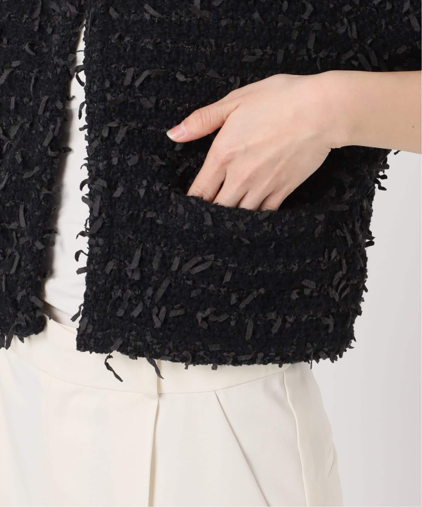 Venit/ヴェニット TAPE YARN KNIT JACKET（ノーカラージャケット
