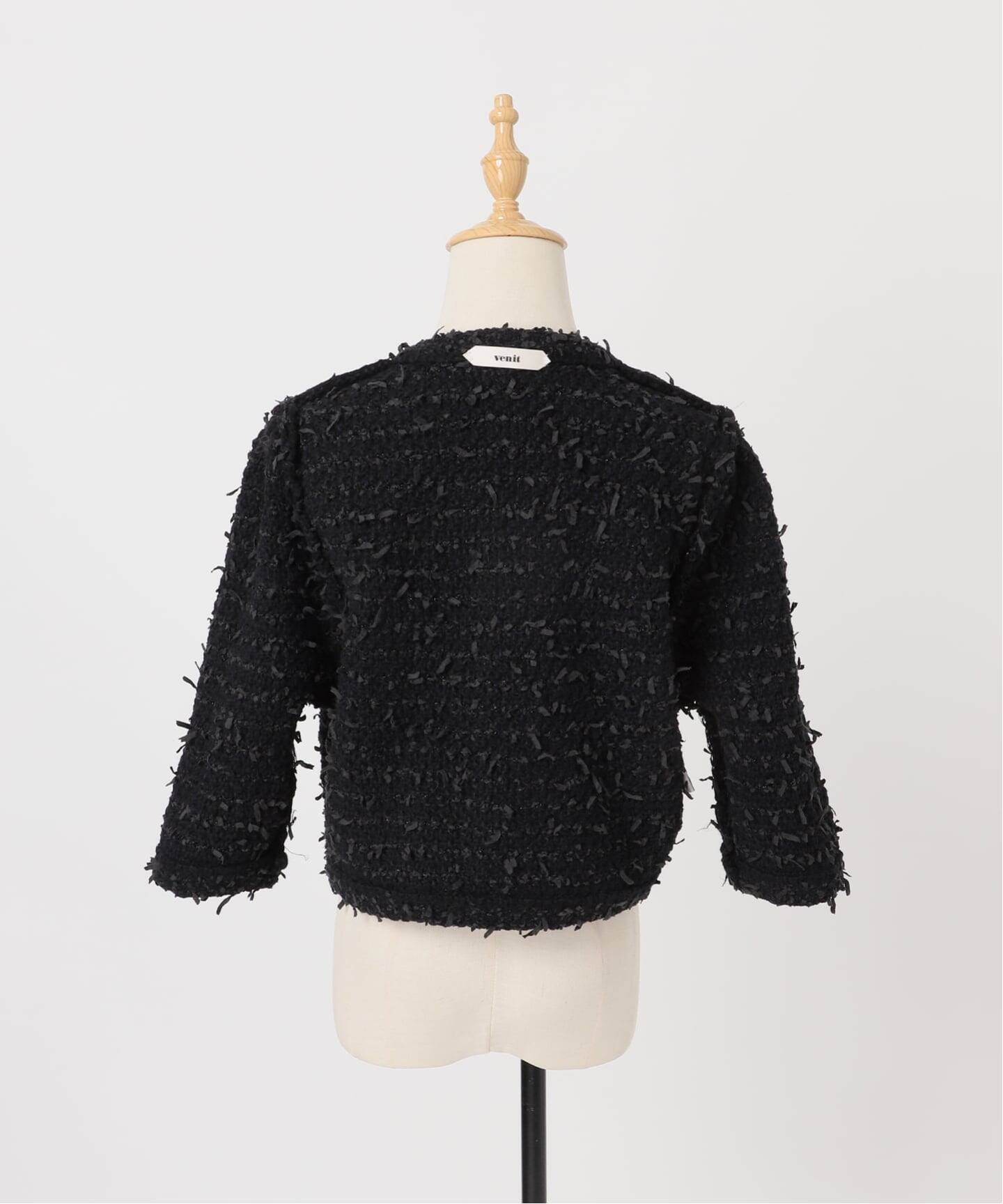 一時値下/NOBLE 新作⭐︎ Venit/KNIT JACKET Venit/ヴェニット TAPE YARN KNIT JACKET（ノーカラージャケット