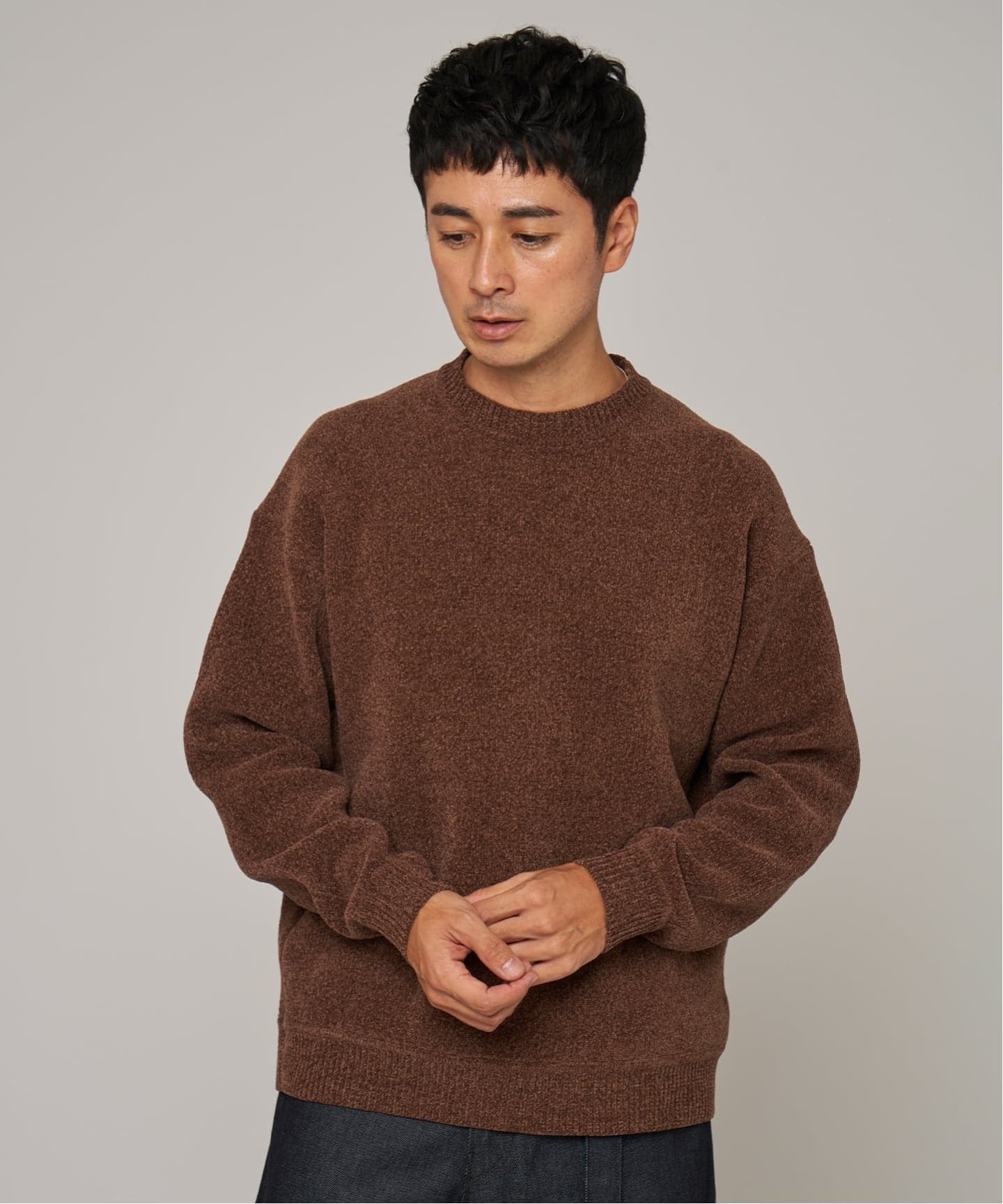 追加》シェニール ヤーン クルーネック ニット（ニット／セーター