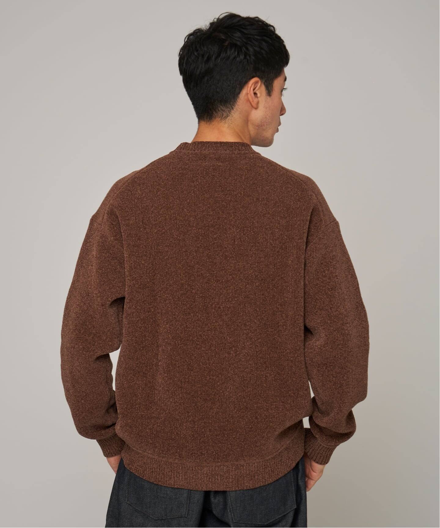 追加》シェニール ヤーン クルーネック ニット（ニット／セーター