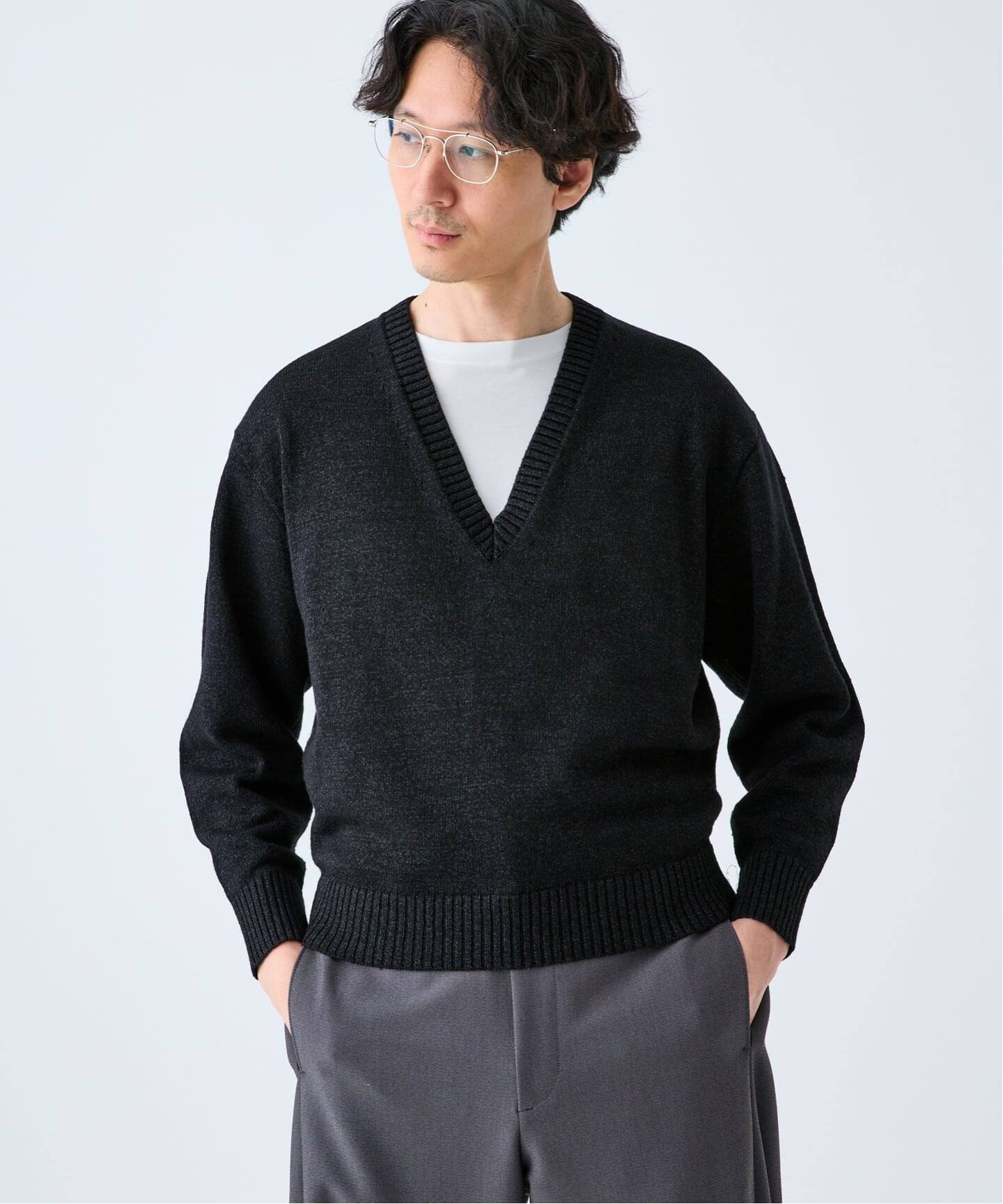 WASHI/WOOL DEEP V ネックニット（ニット／セーター）｜EDIFICE