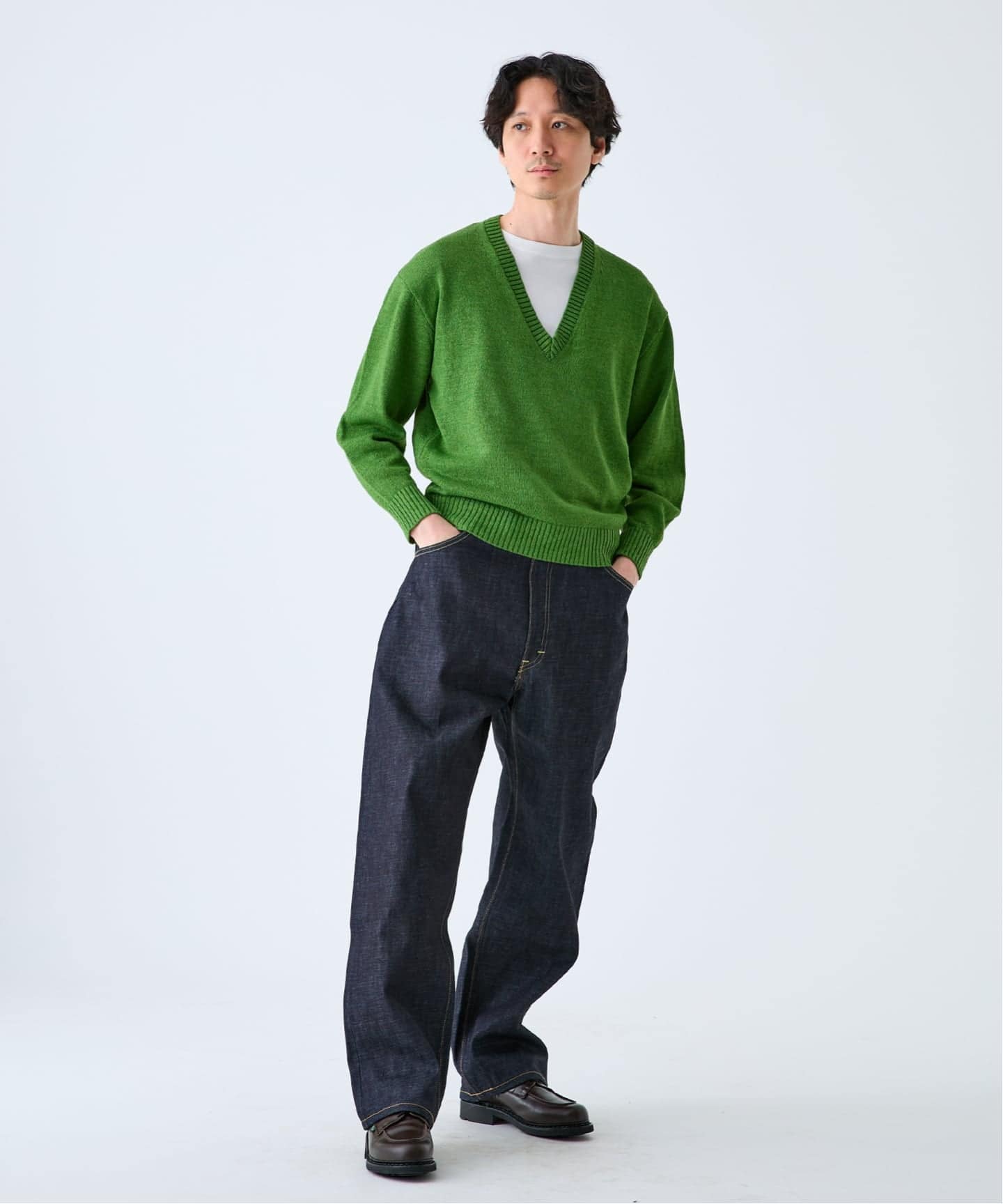 WASHI/WOOL DEEP V ネックニット（ニット／セーター）｜EDIFICE