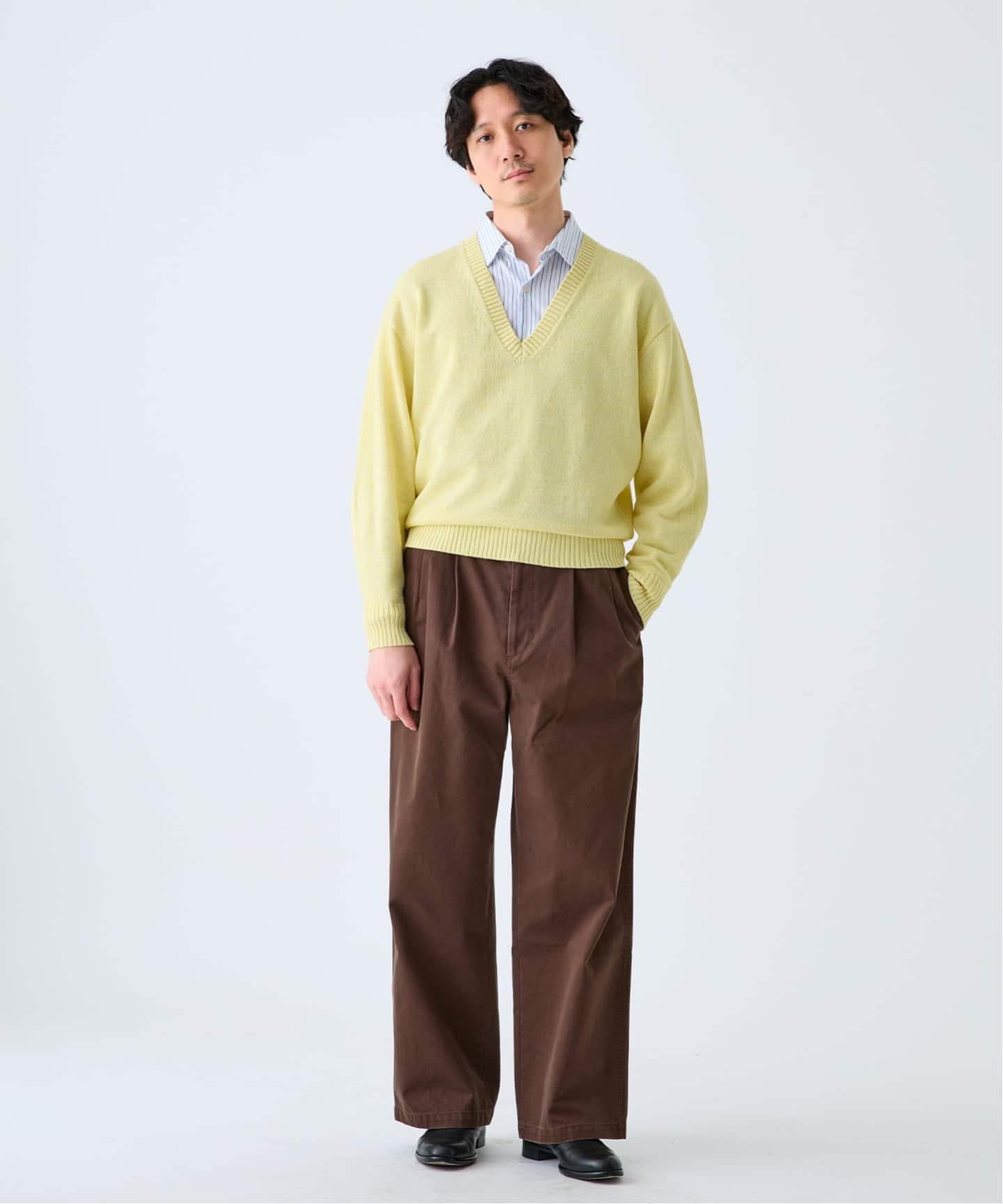 WASHI/WOOL DEEP V ネックニット（ニット／セーター）｜EDIFICE
