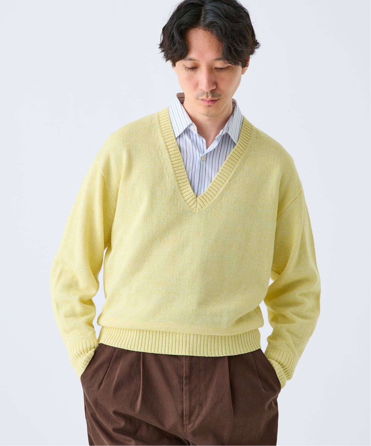 WASHI/WOOL DEEP V ネックニット（ニット／セーター）｜EDIFICE