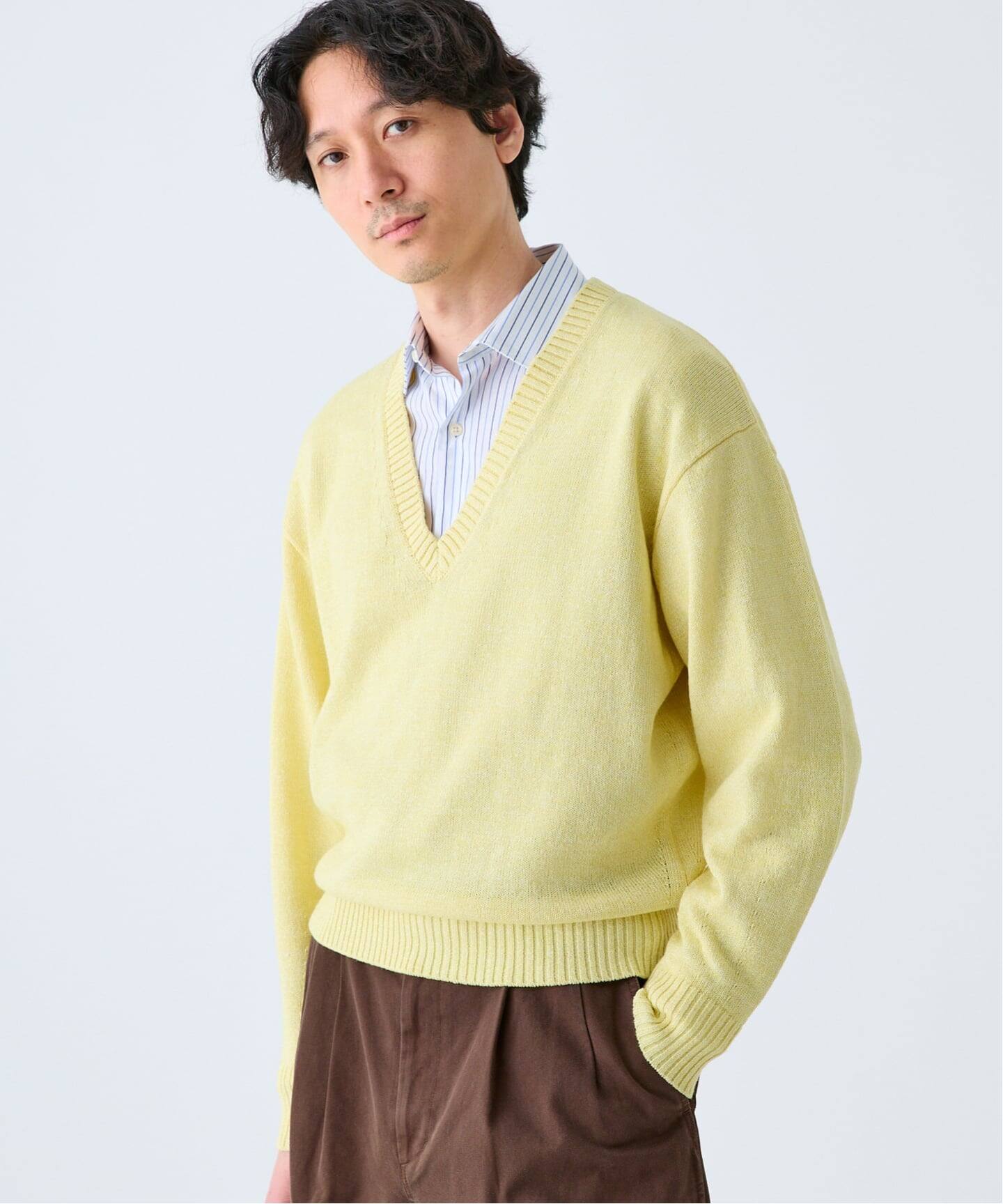 WASHI/WOOL DEEP V ネックニット（ニット／セーター）｜EDIFICE
